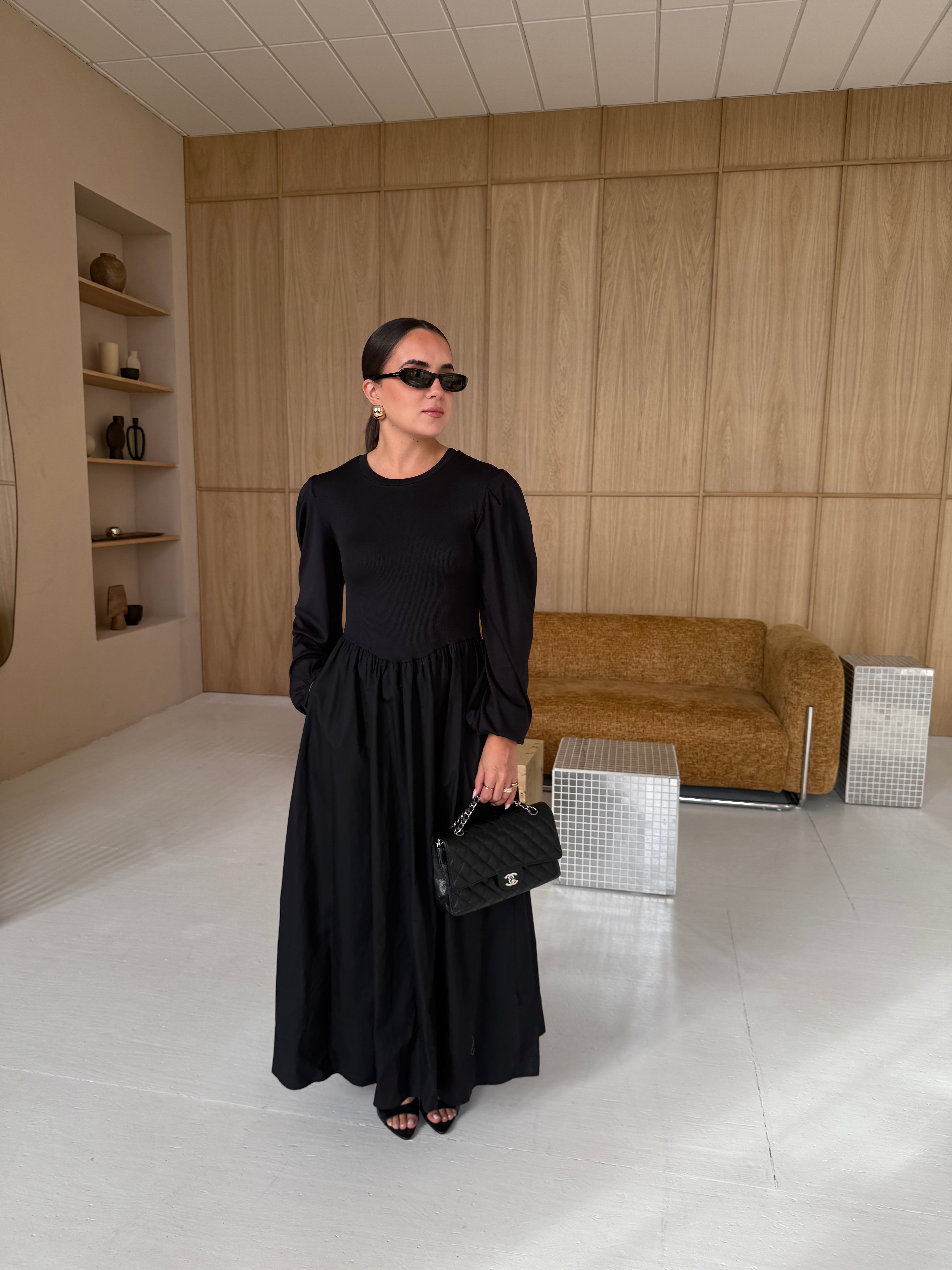 Robe bi matière noire (26CY610)