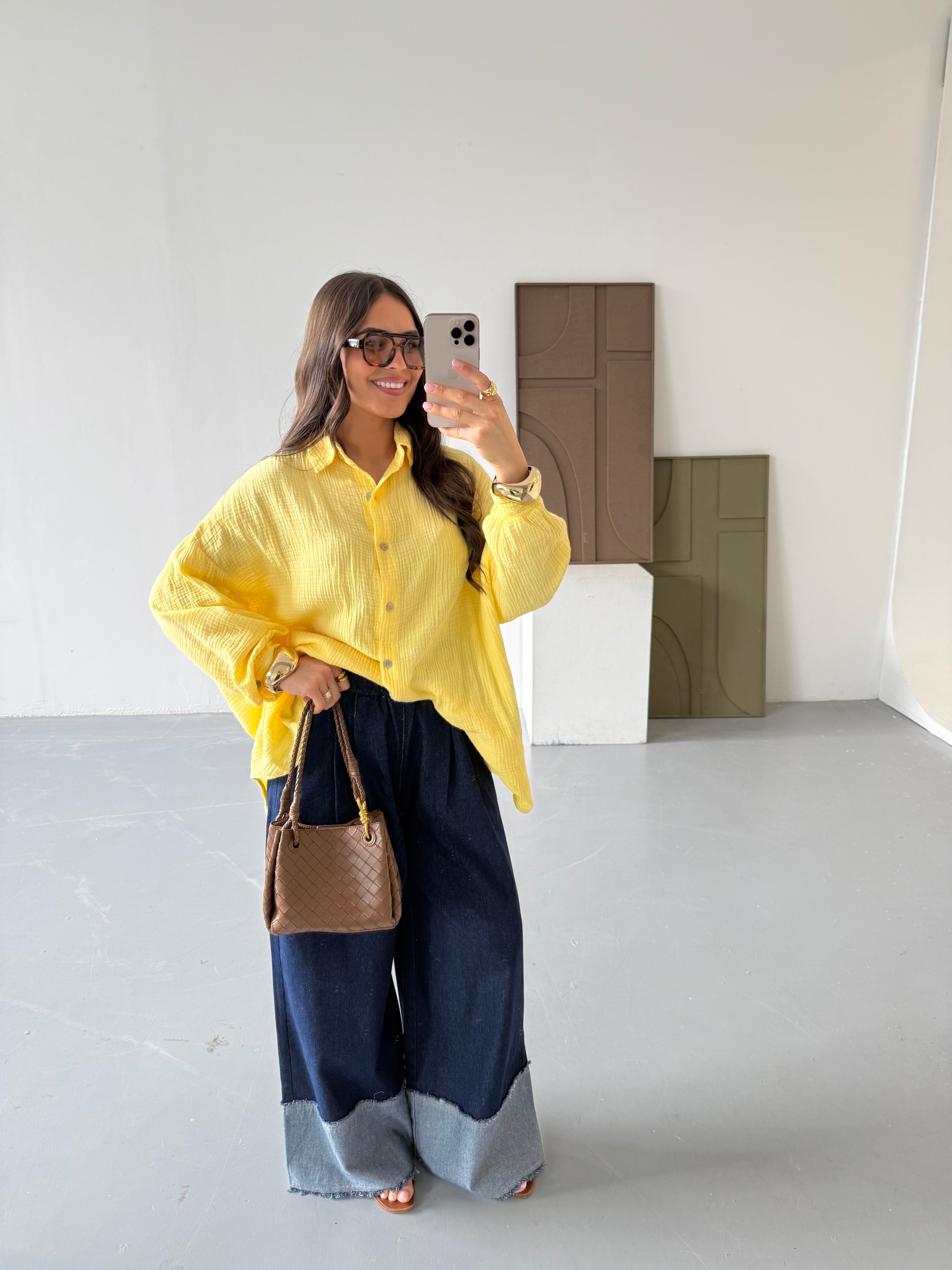 Chemise gaze de coton jaune