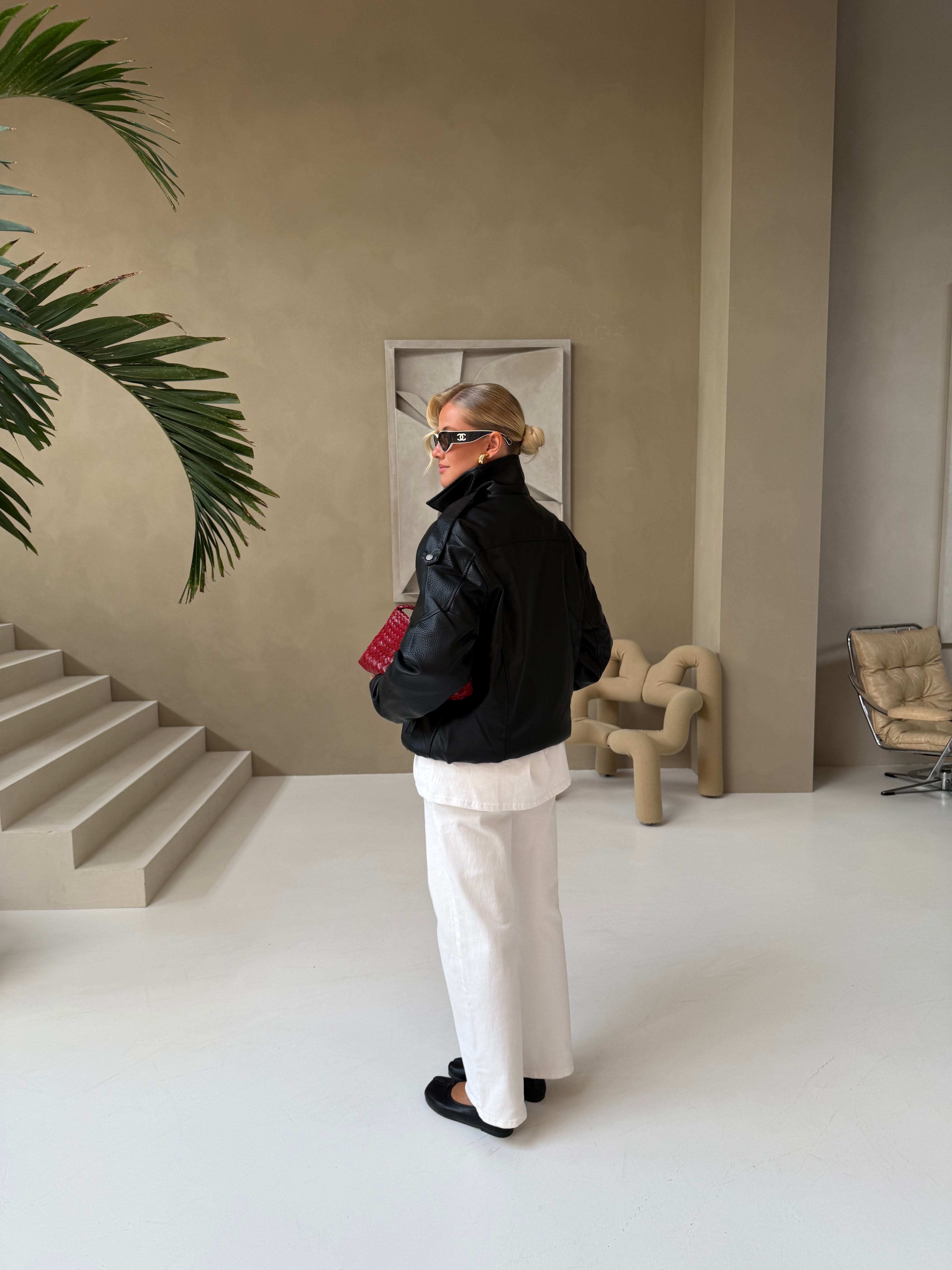 Veste LESLIE simili noire (HM-869)