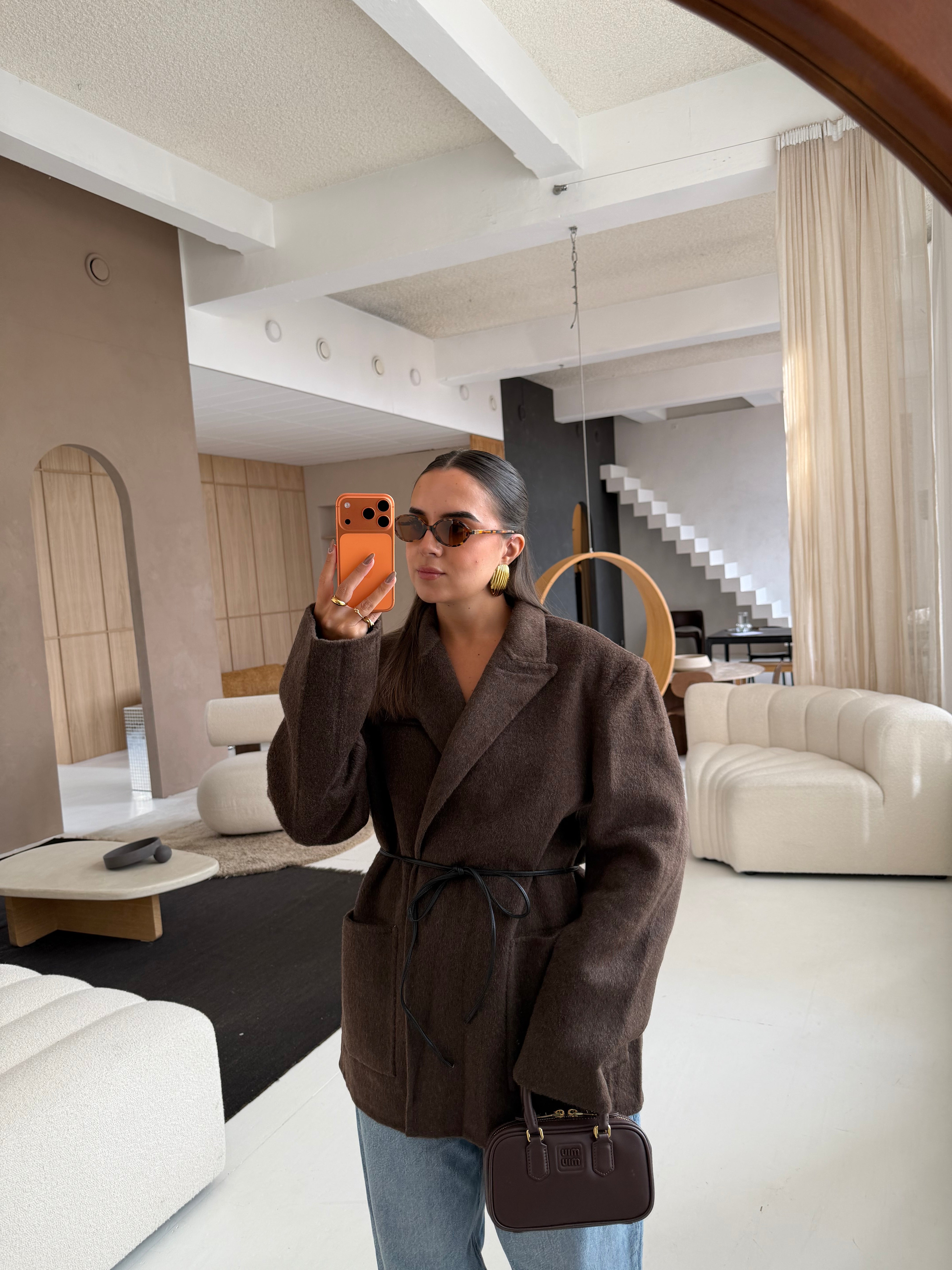 Manteau CACHEMIRE blazer marron (3172)