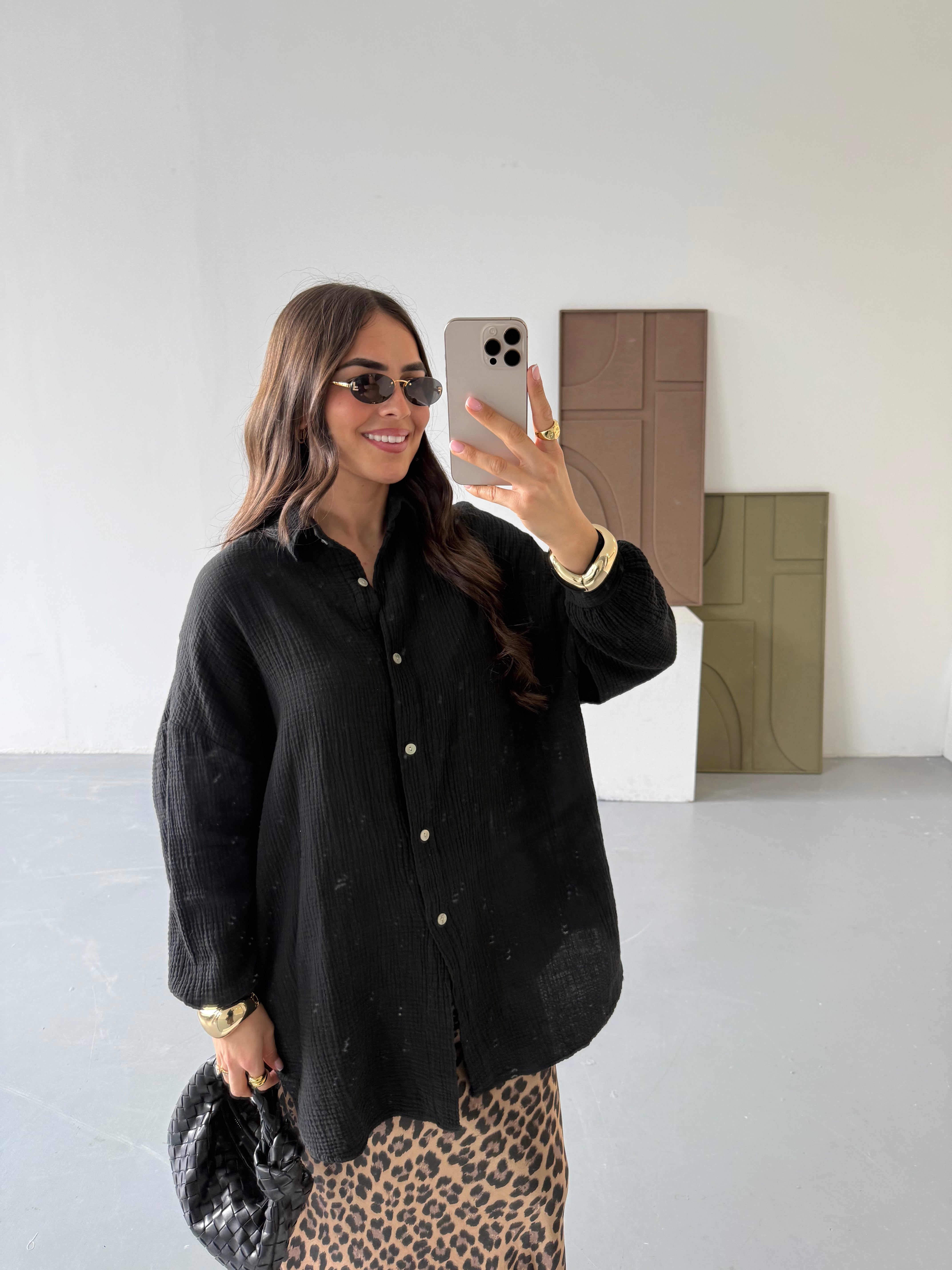 Chemise gaze de coton noire