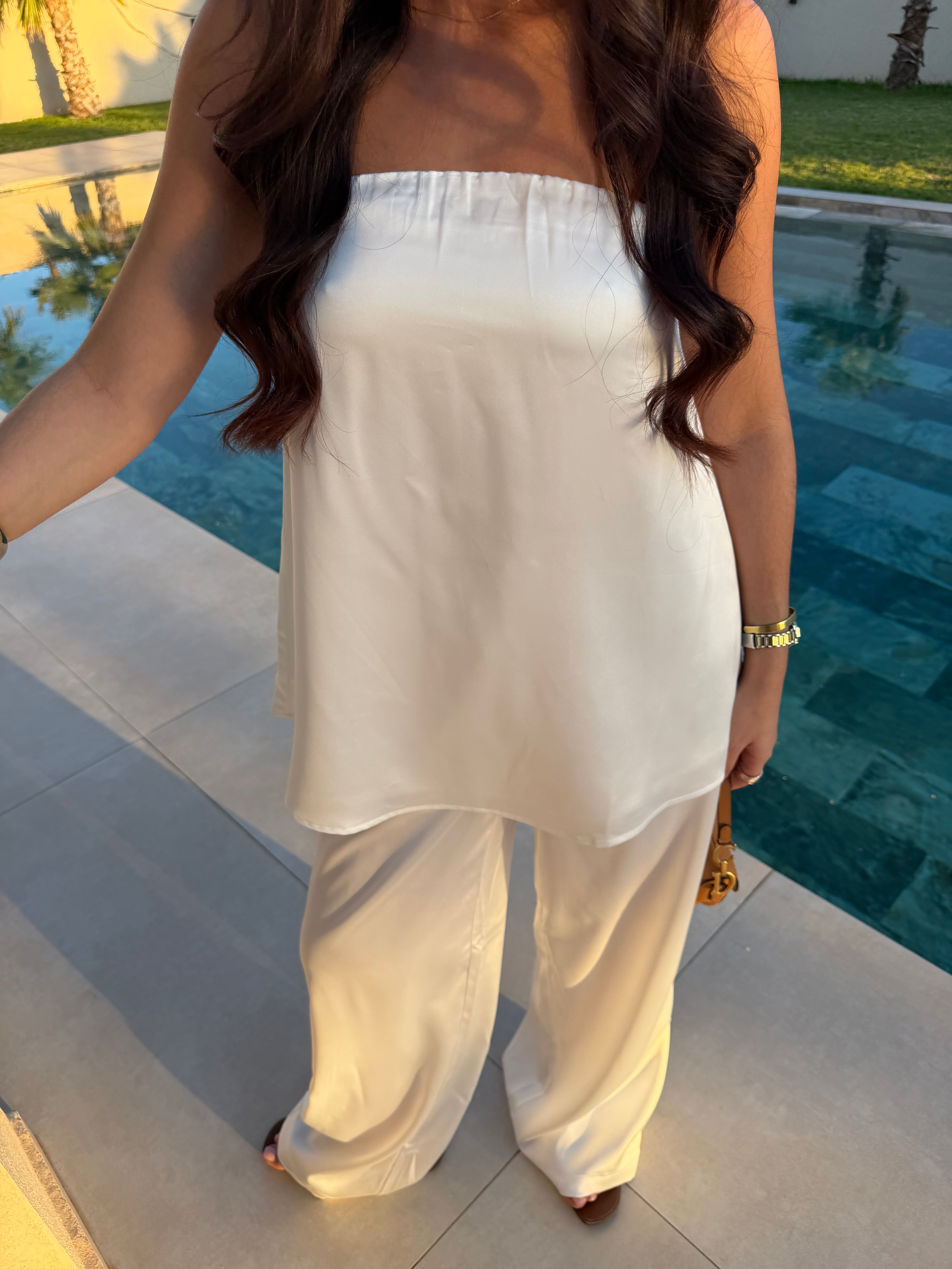 Haut bustier satiné blanc (L2120)