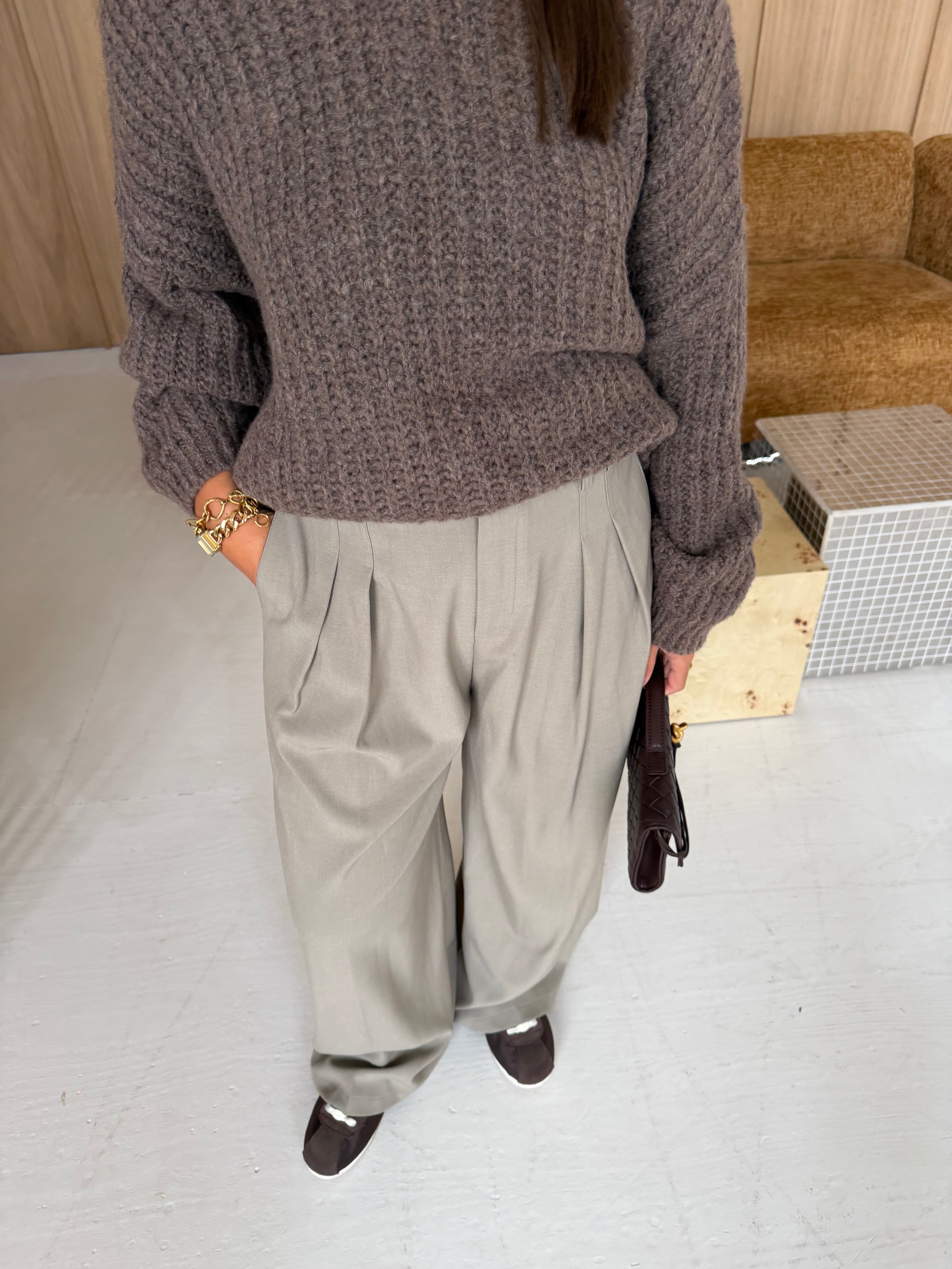 Pantalon fluide SONA taupe (77717)