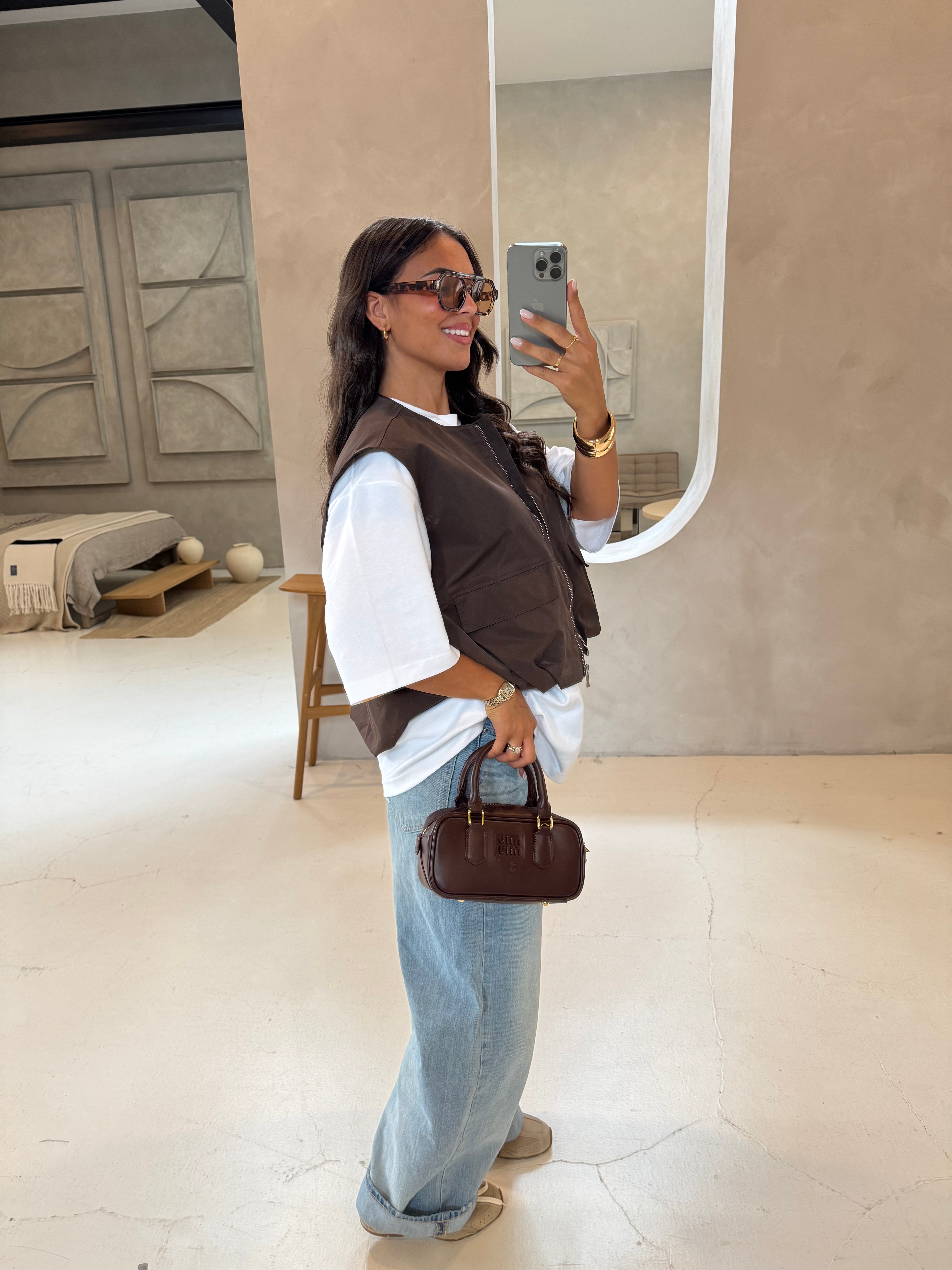 Veste CINA sans manches marron (51117A)