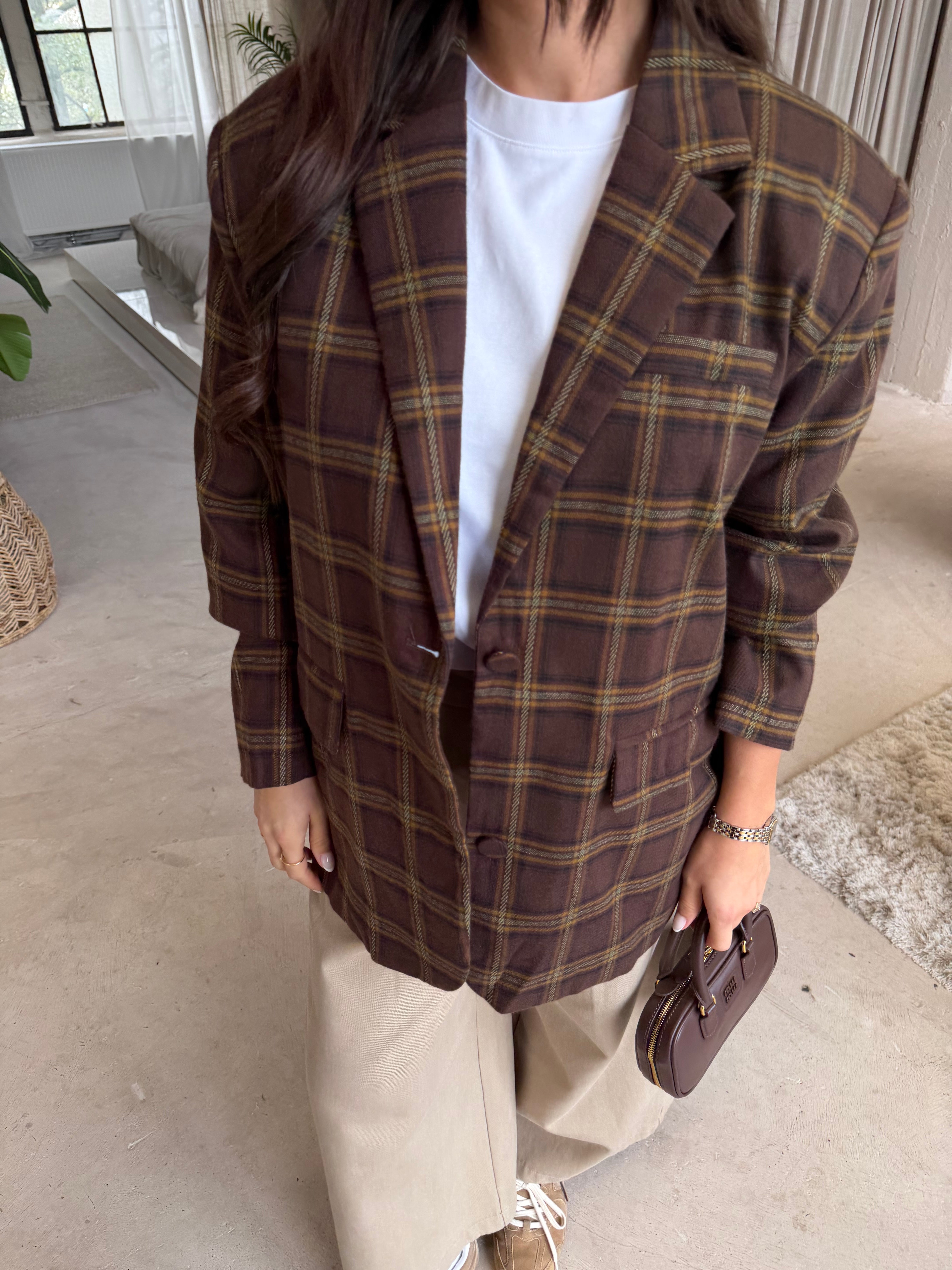 Blazer LENA carreaux marron (V6260)