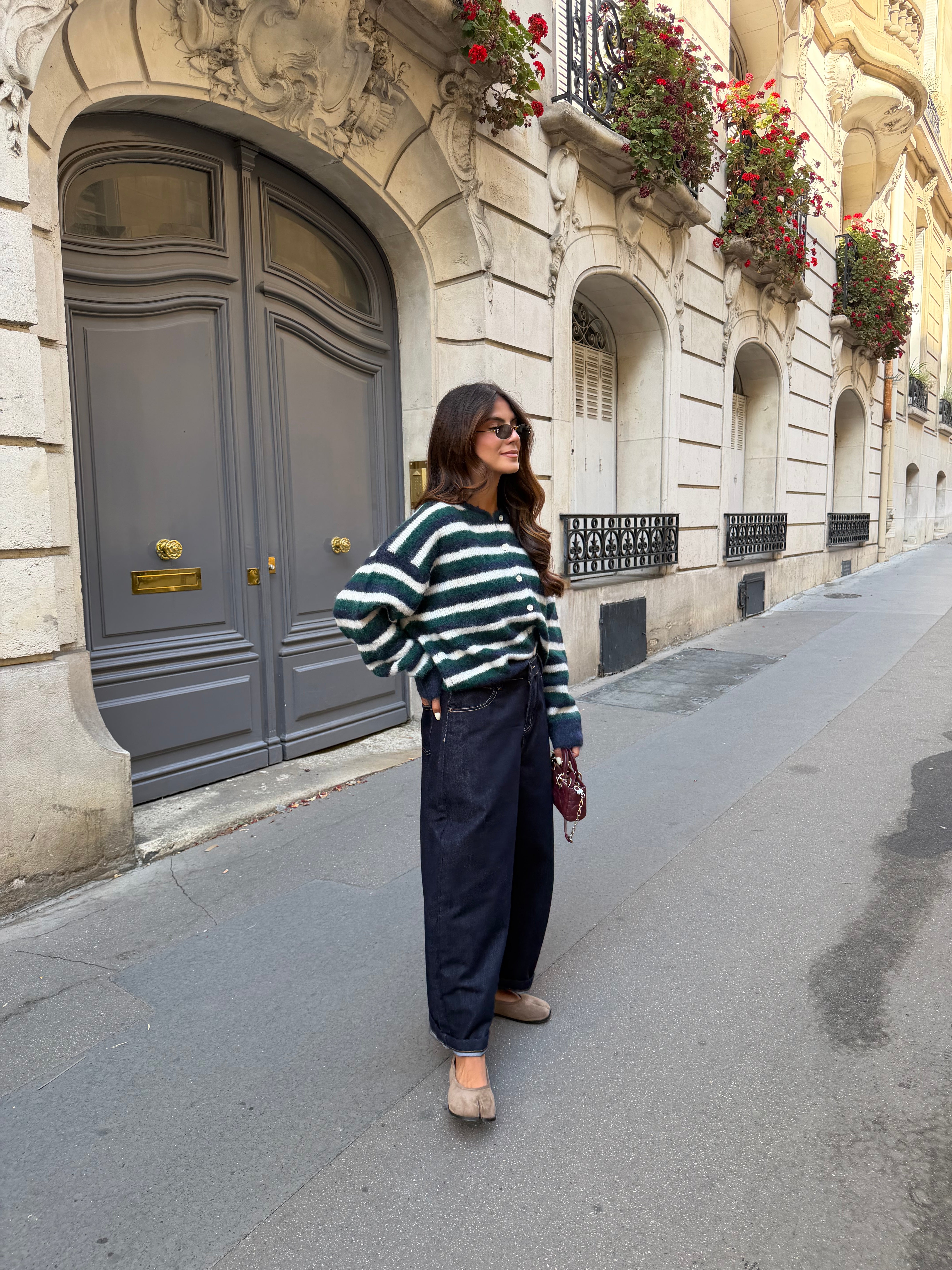 Gilet à rayures bleu vert (2691)