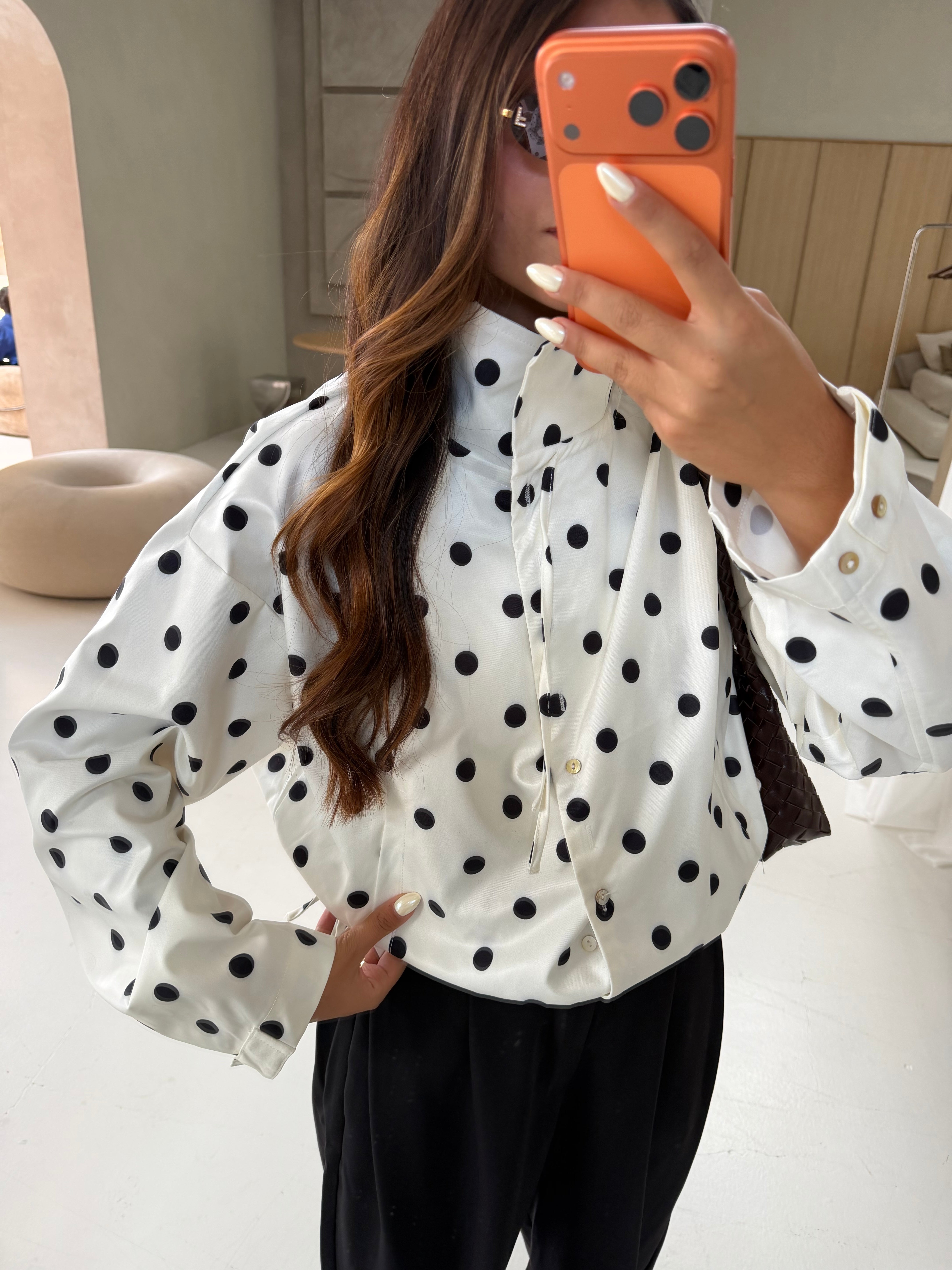 Veste POIS blanche et noire (GI7226)