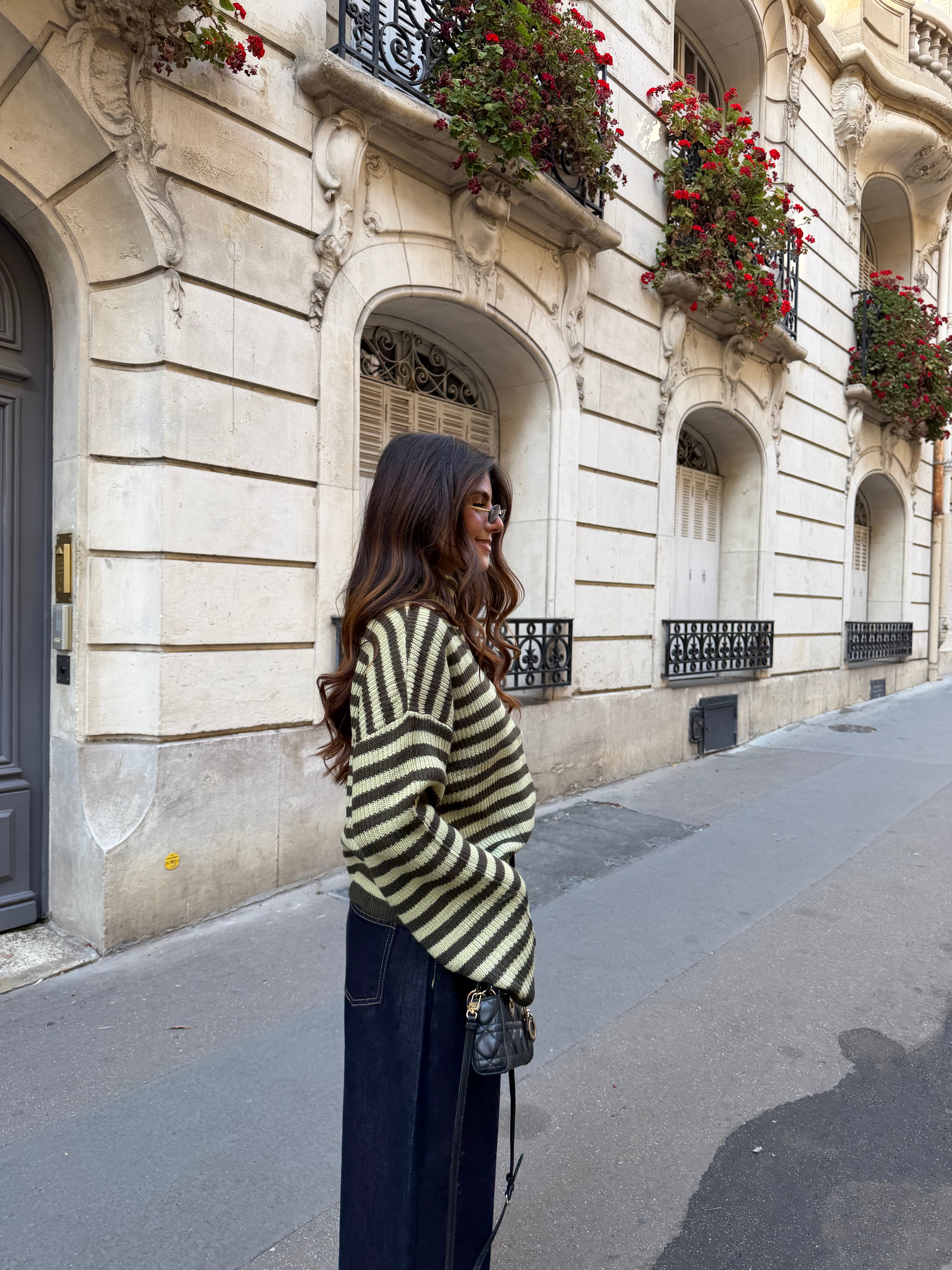 Gilet rayures MINA kaki (2755)