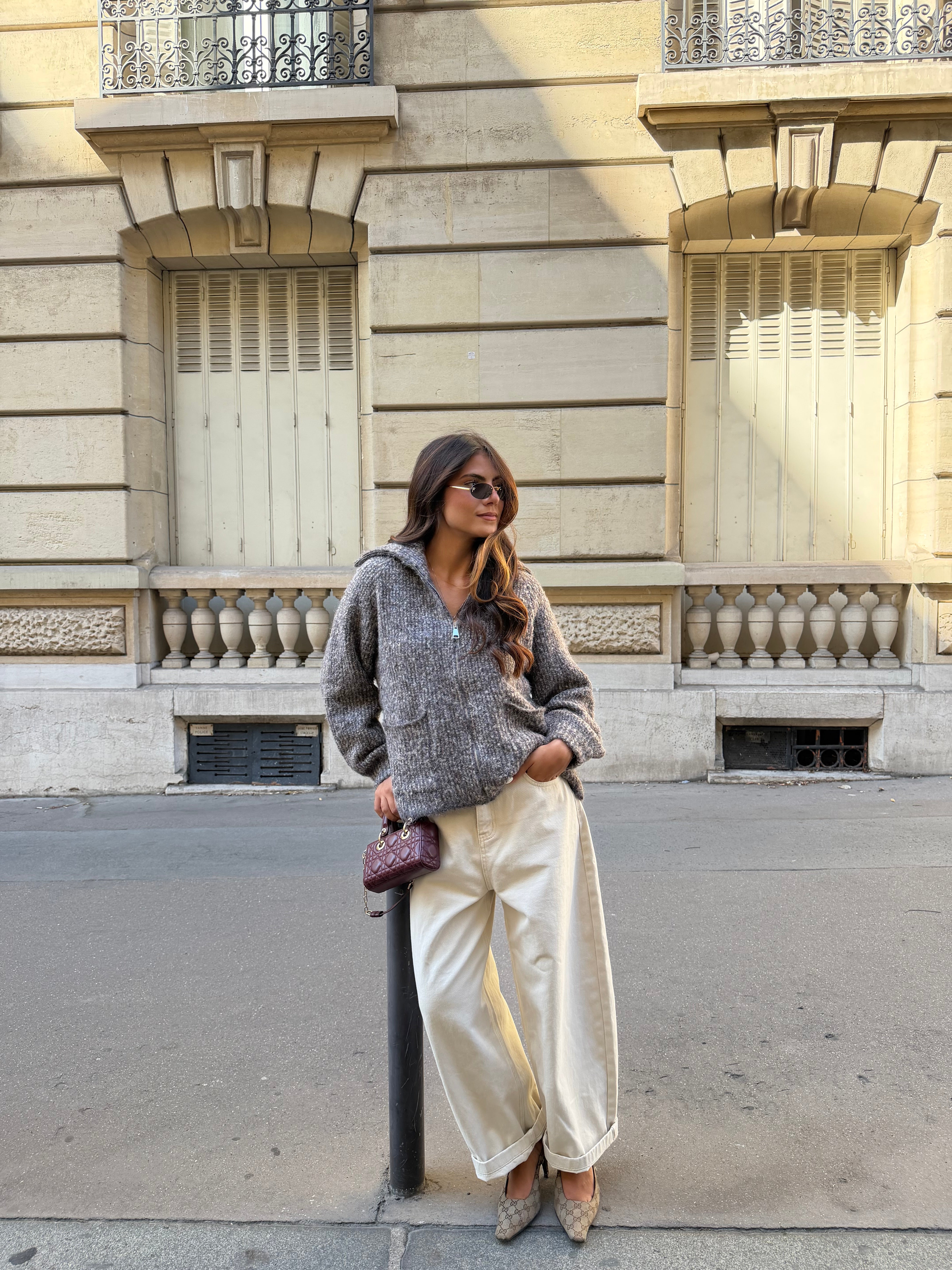 Gilet manche longue BERYL taupe(LC419)