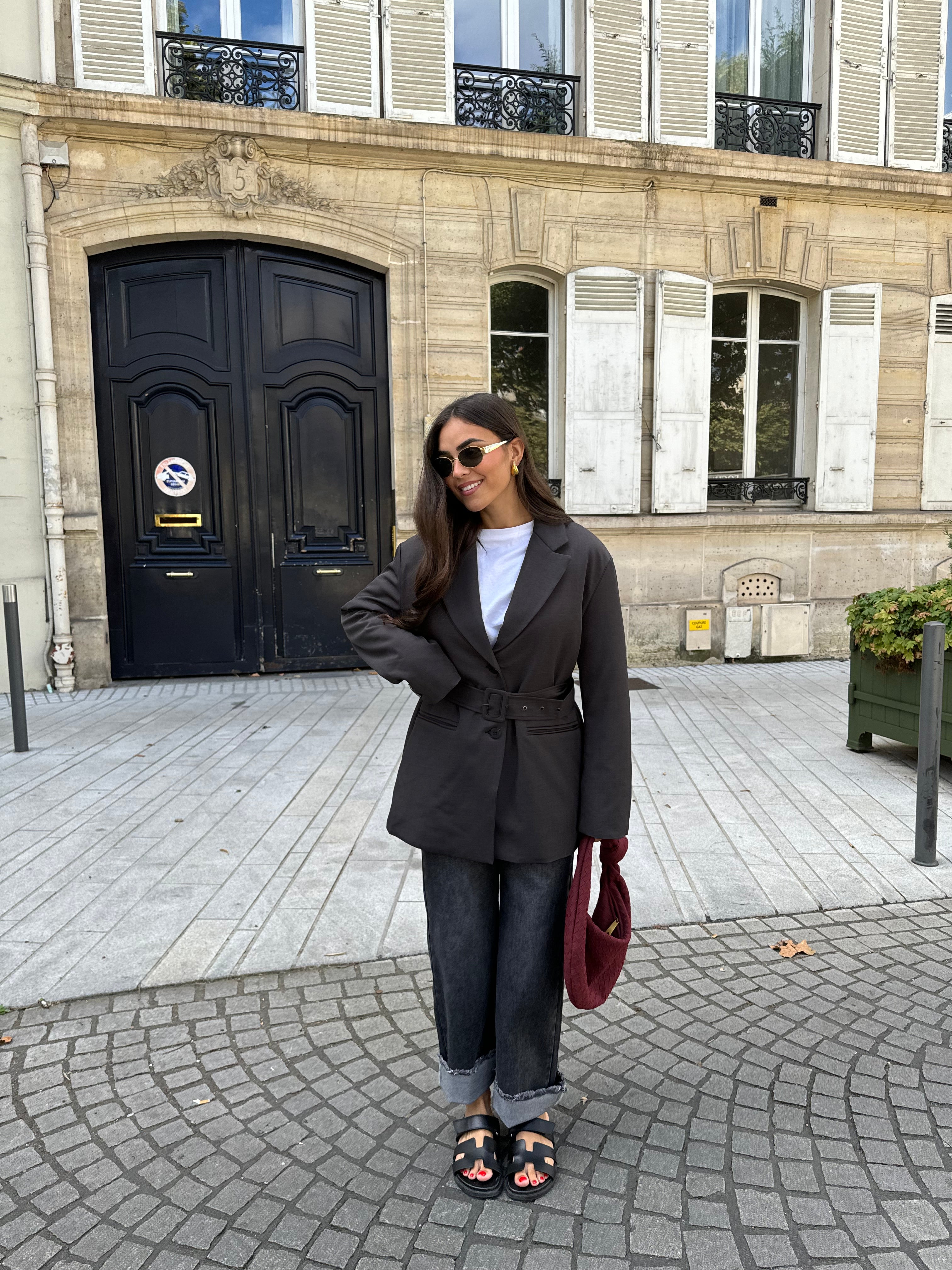 Veste blazer épais gris (8692)