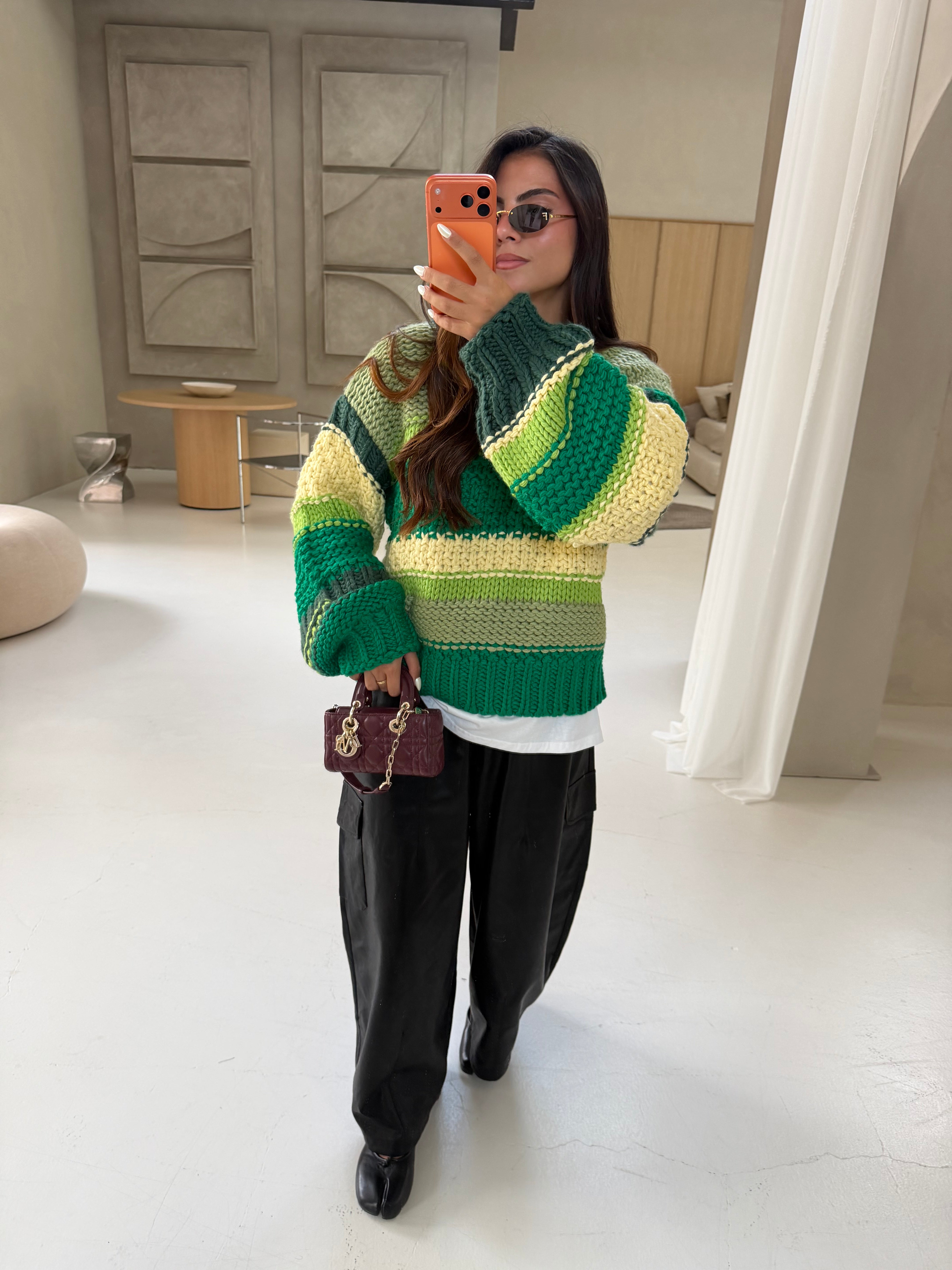 Pull crochet vert