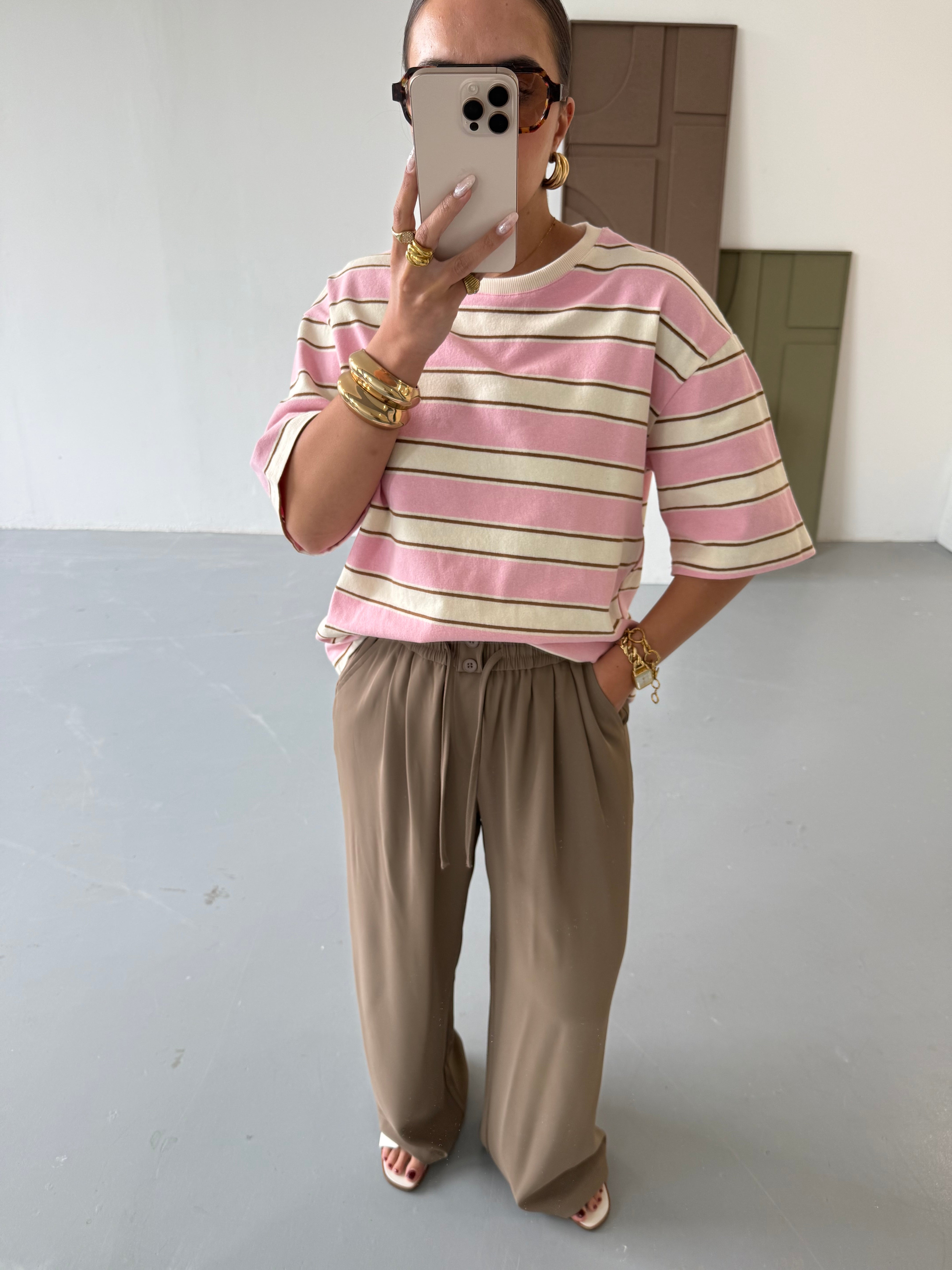 T-shirt rayures aroma rose