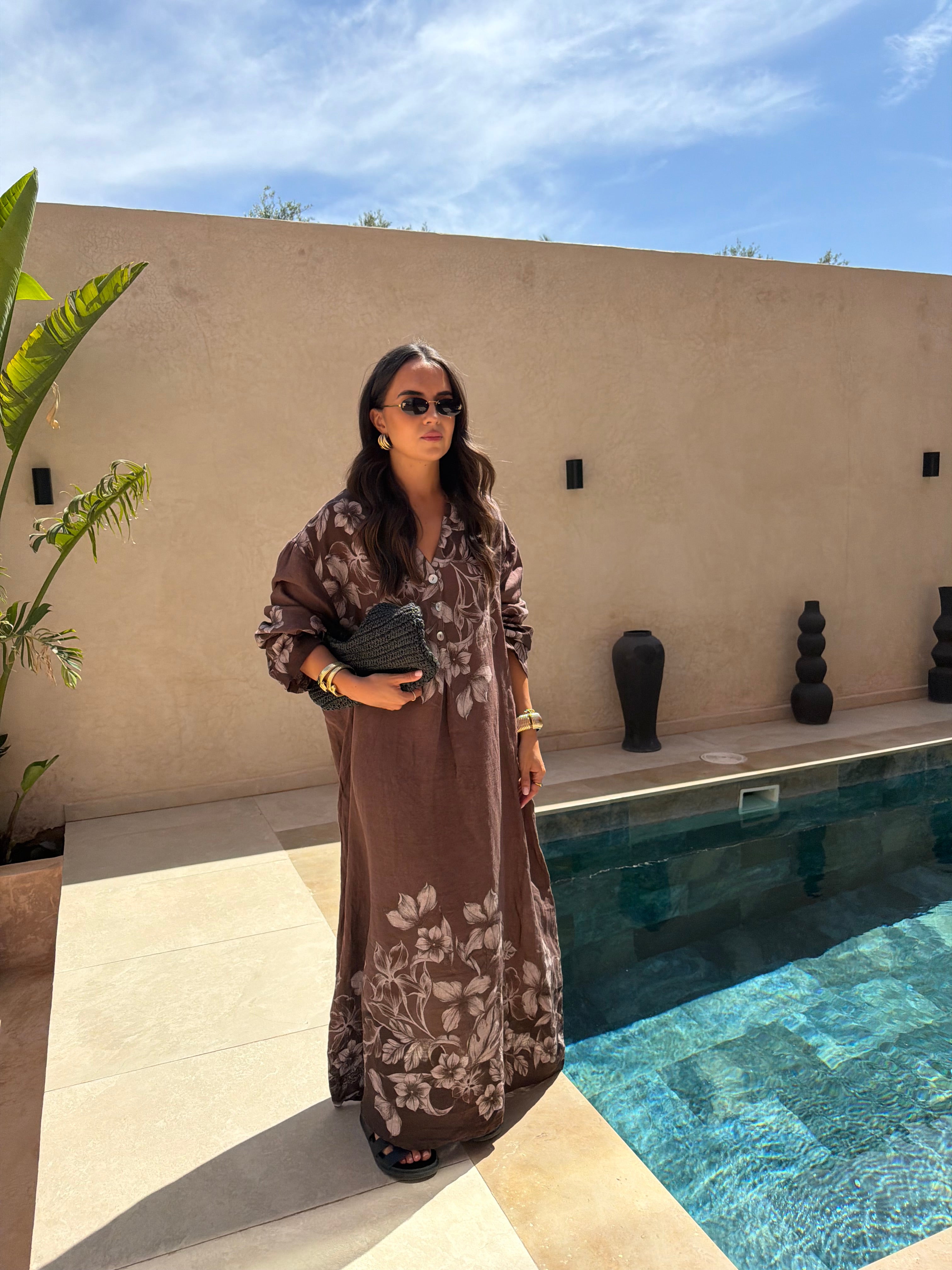 Robe lin marron