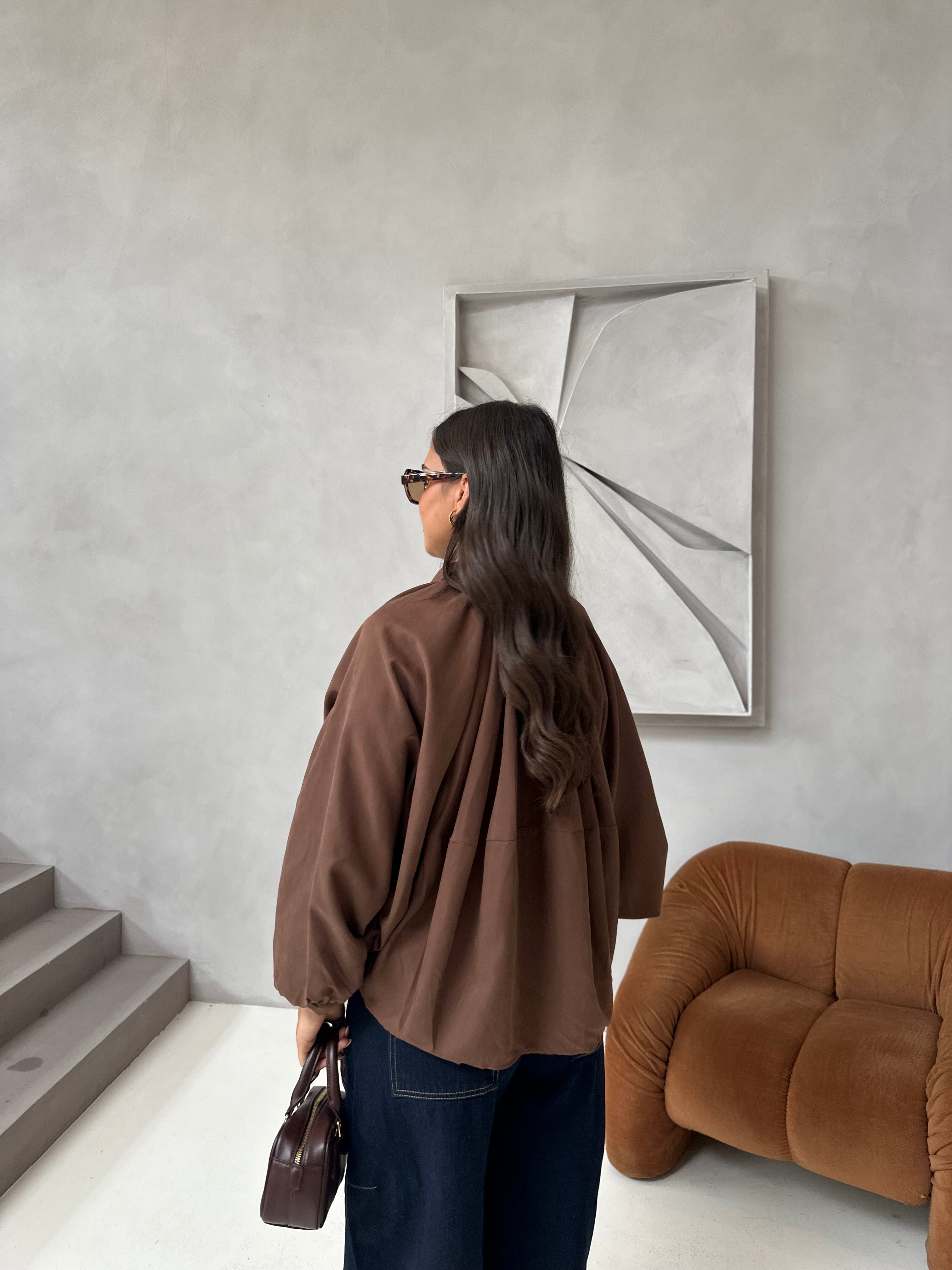 Veste ALICE manches bouffantes marron (3812)