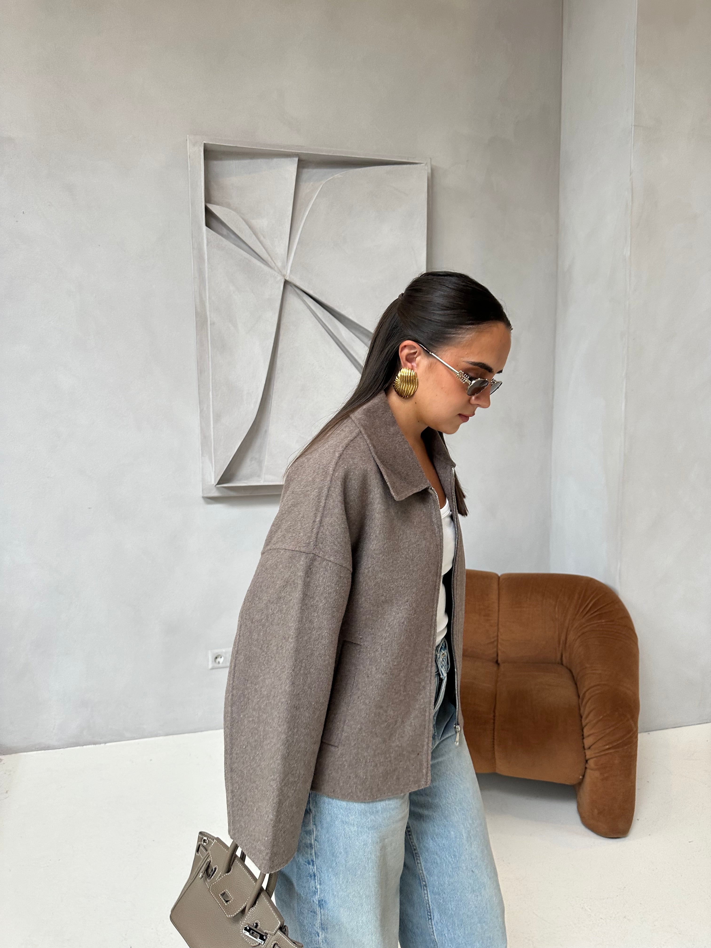 Manteau laine ROSIA taupe (M-2502)