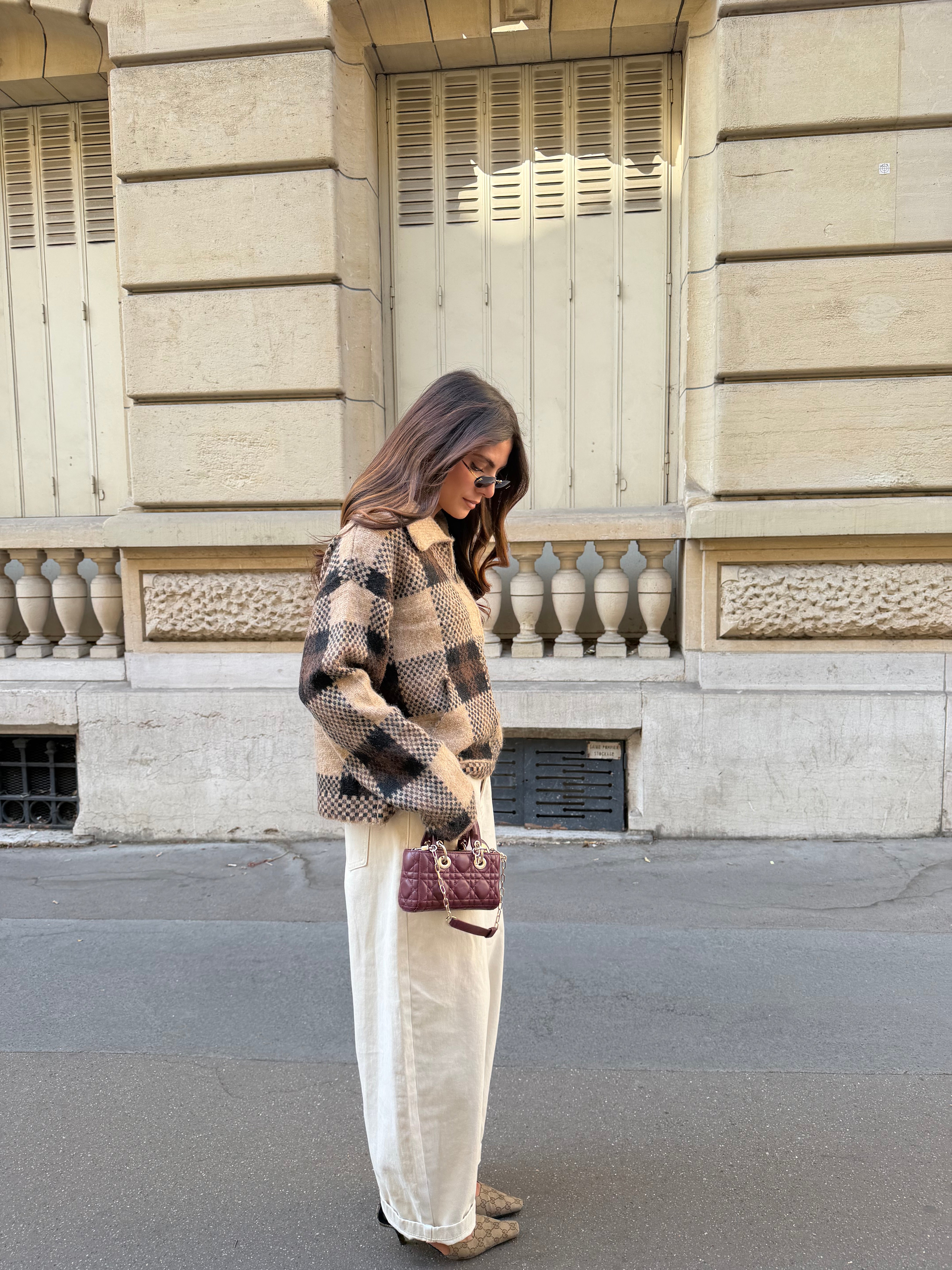Gilet carreaux LAYA marron (2754)