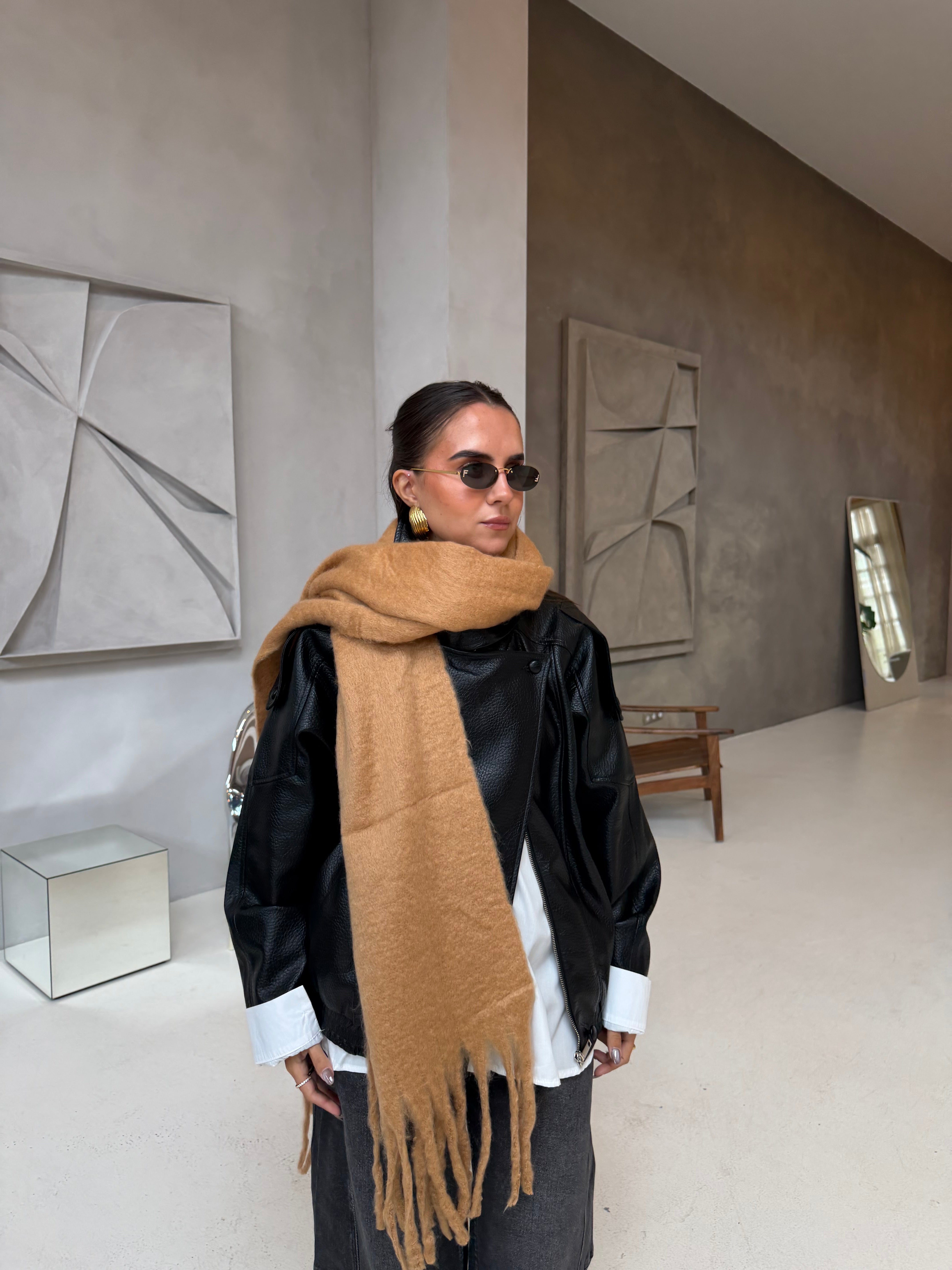 Longue écharpe unie camel