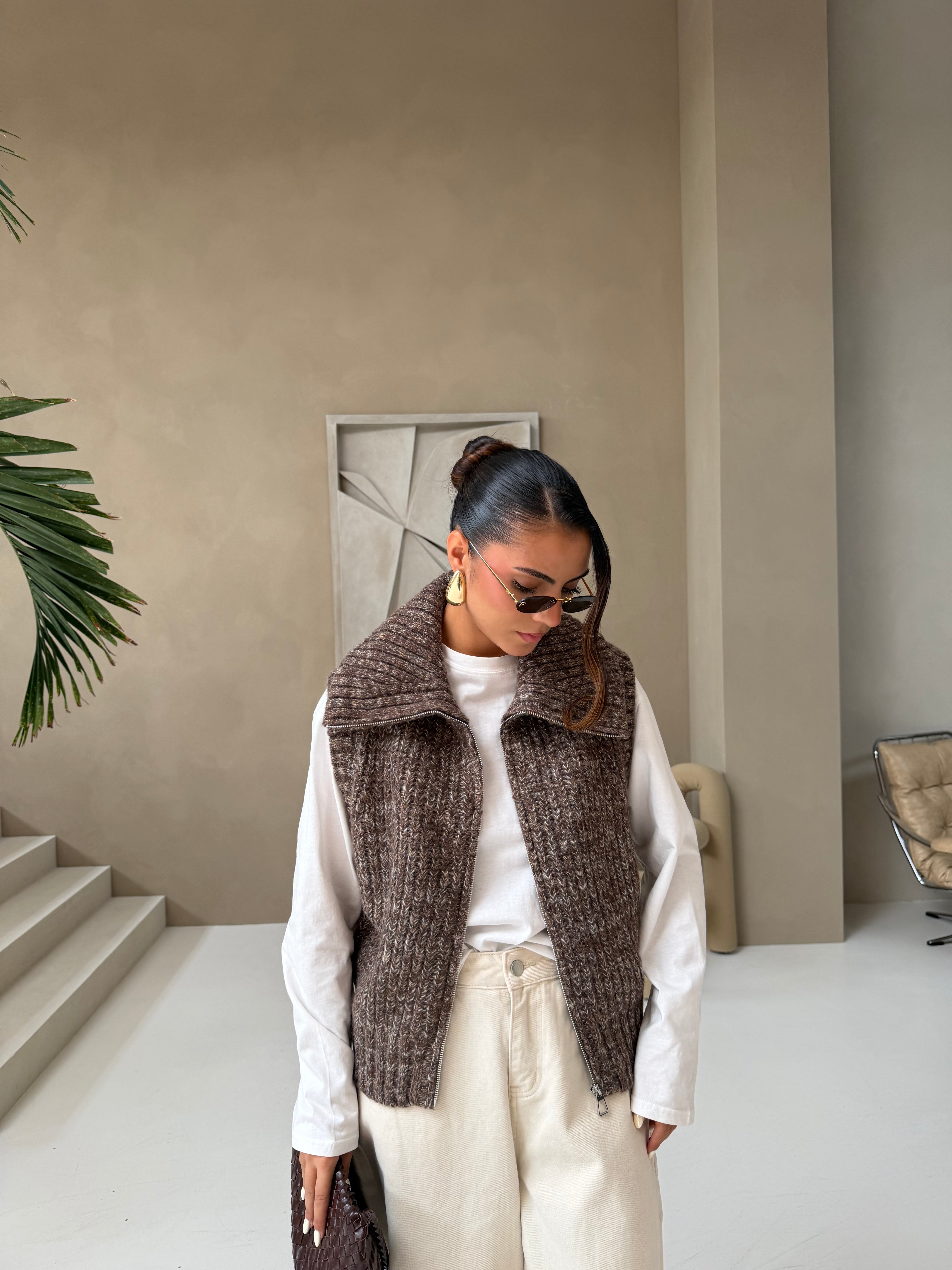 Gilet sans manche BERYL marron (LC402)