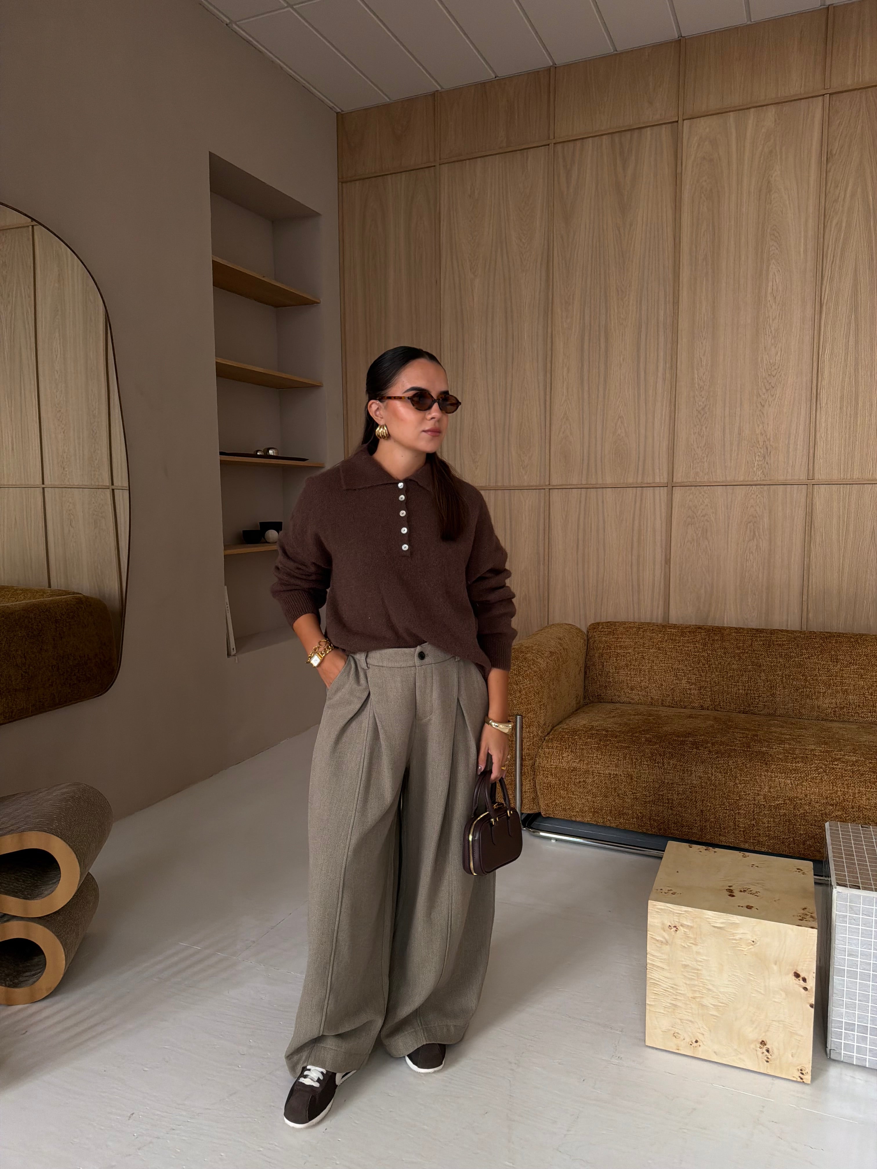 Pull alpaga boutons marron (24658)