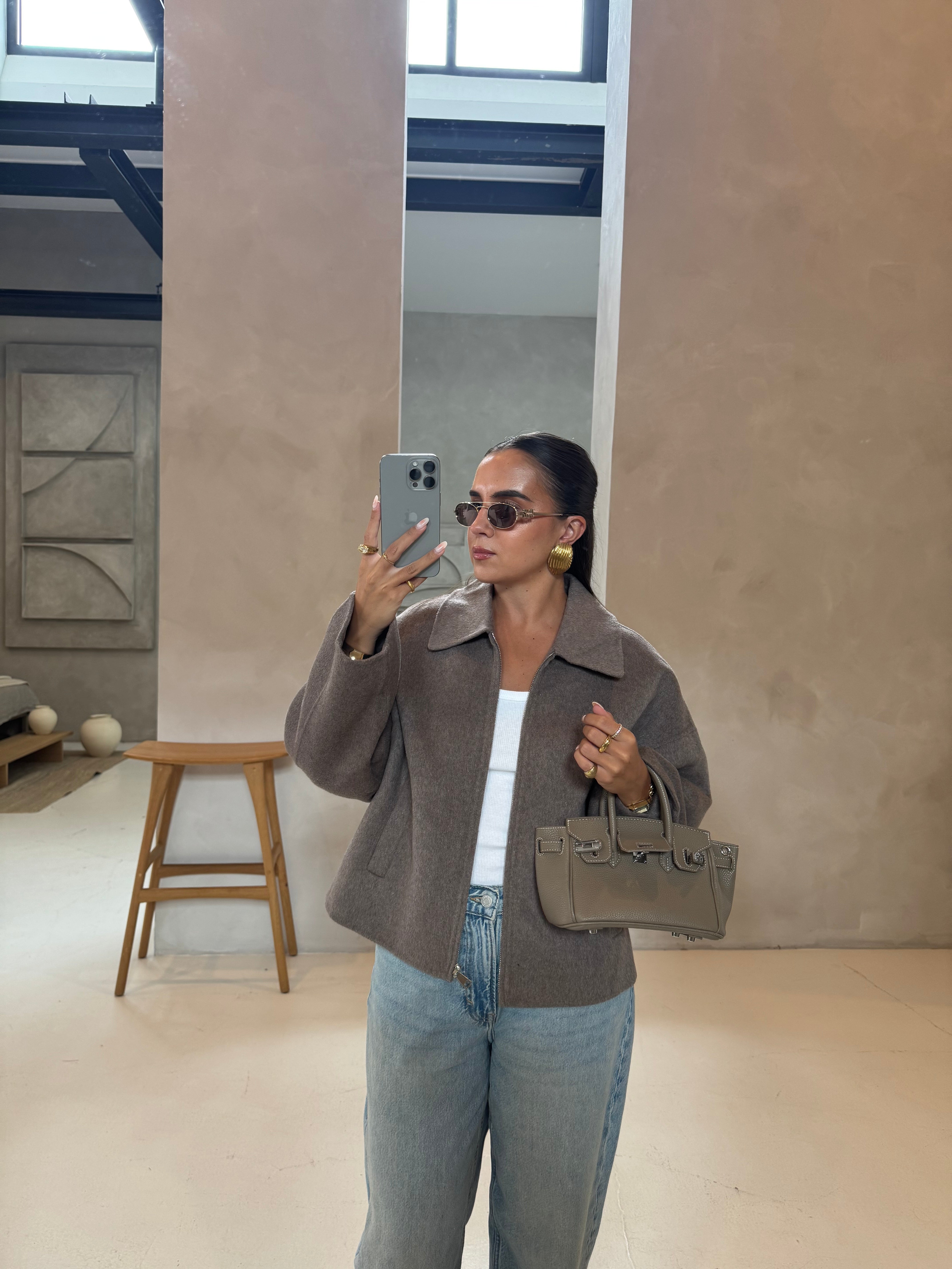Manteau laine ROSIA taupe (M-2502)
