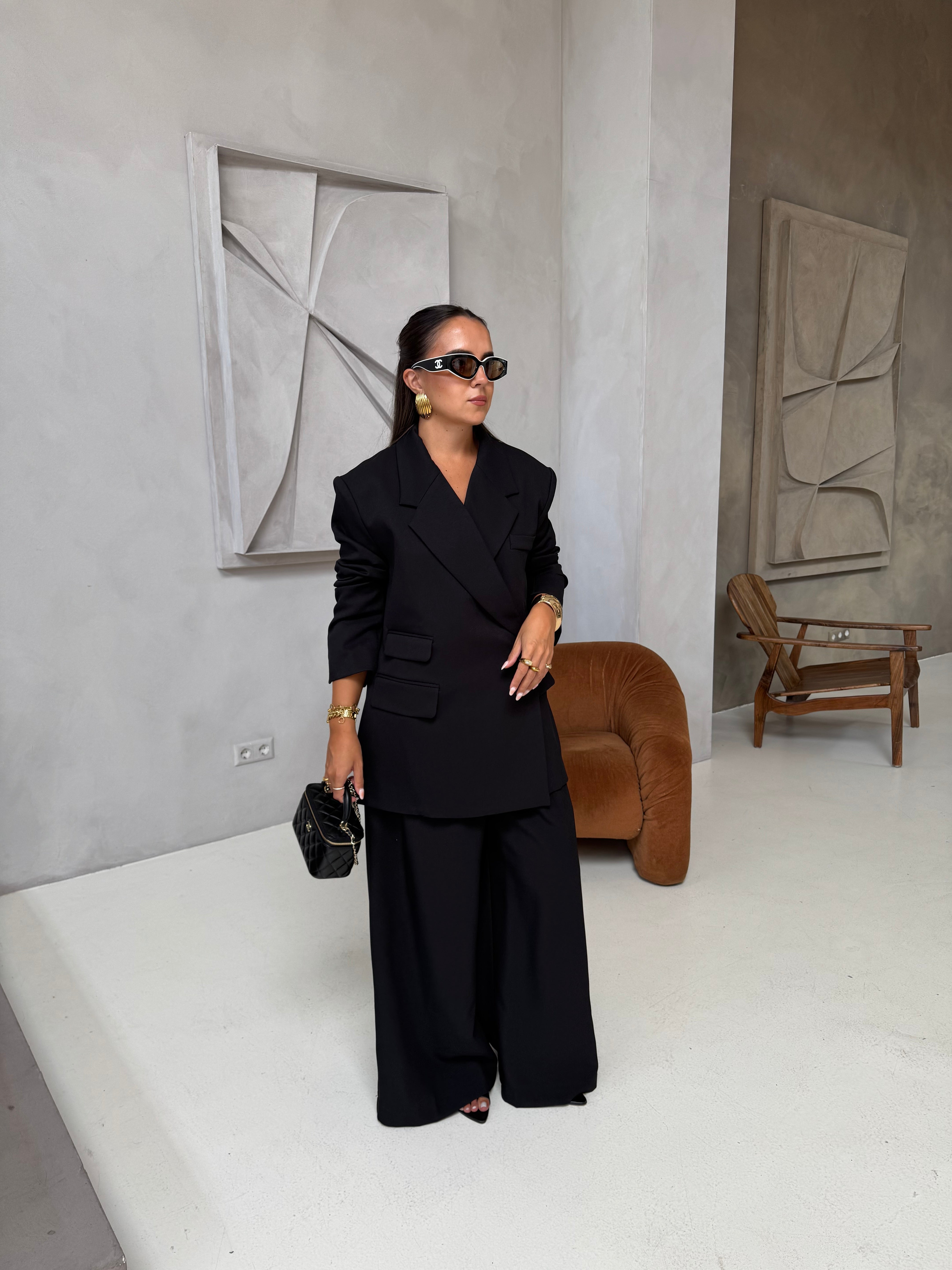 Pantalon large noir (25CY907)
