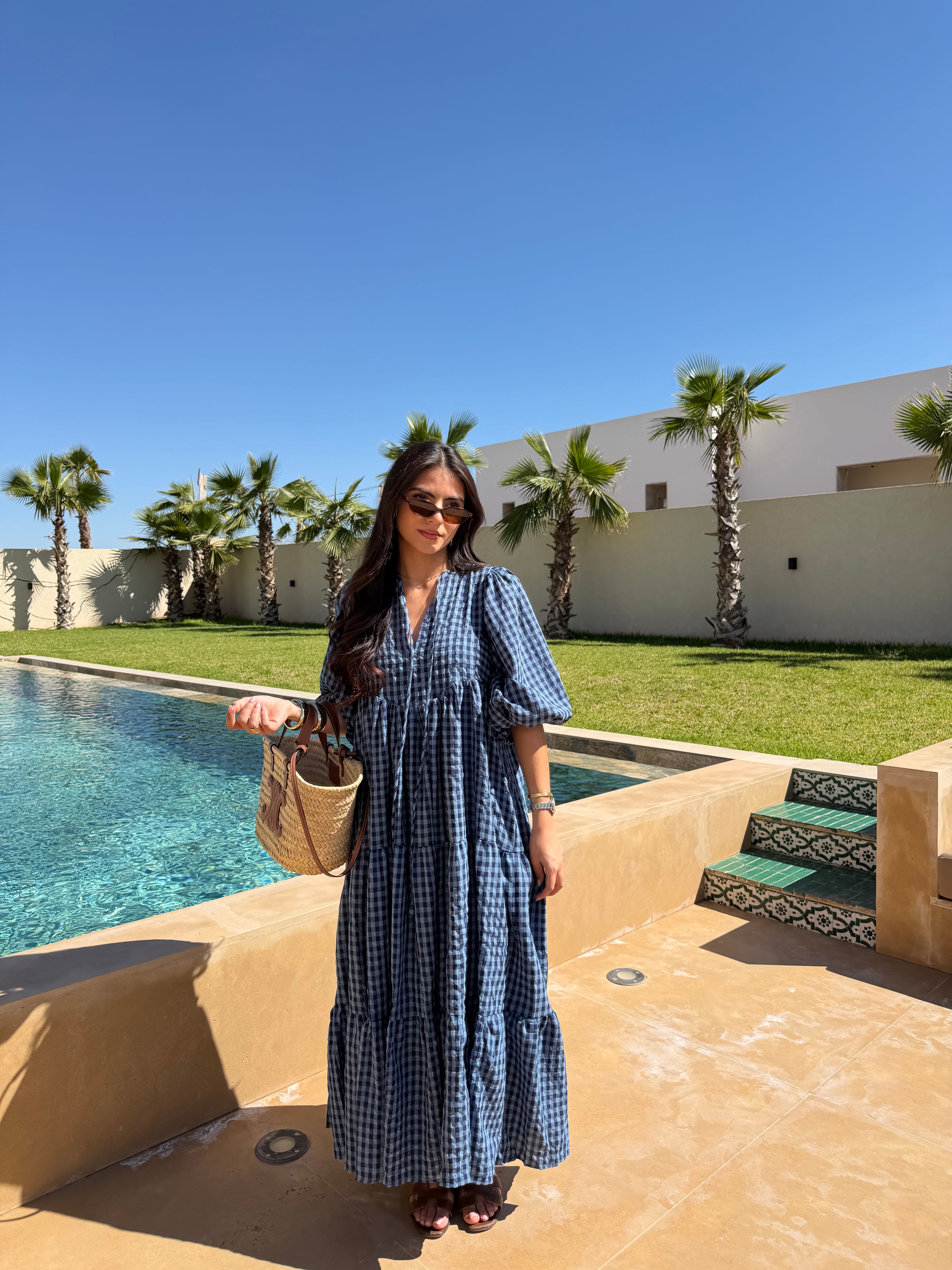 Robe CHERILYN bleue carreaux