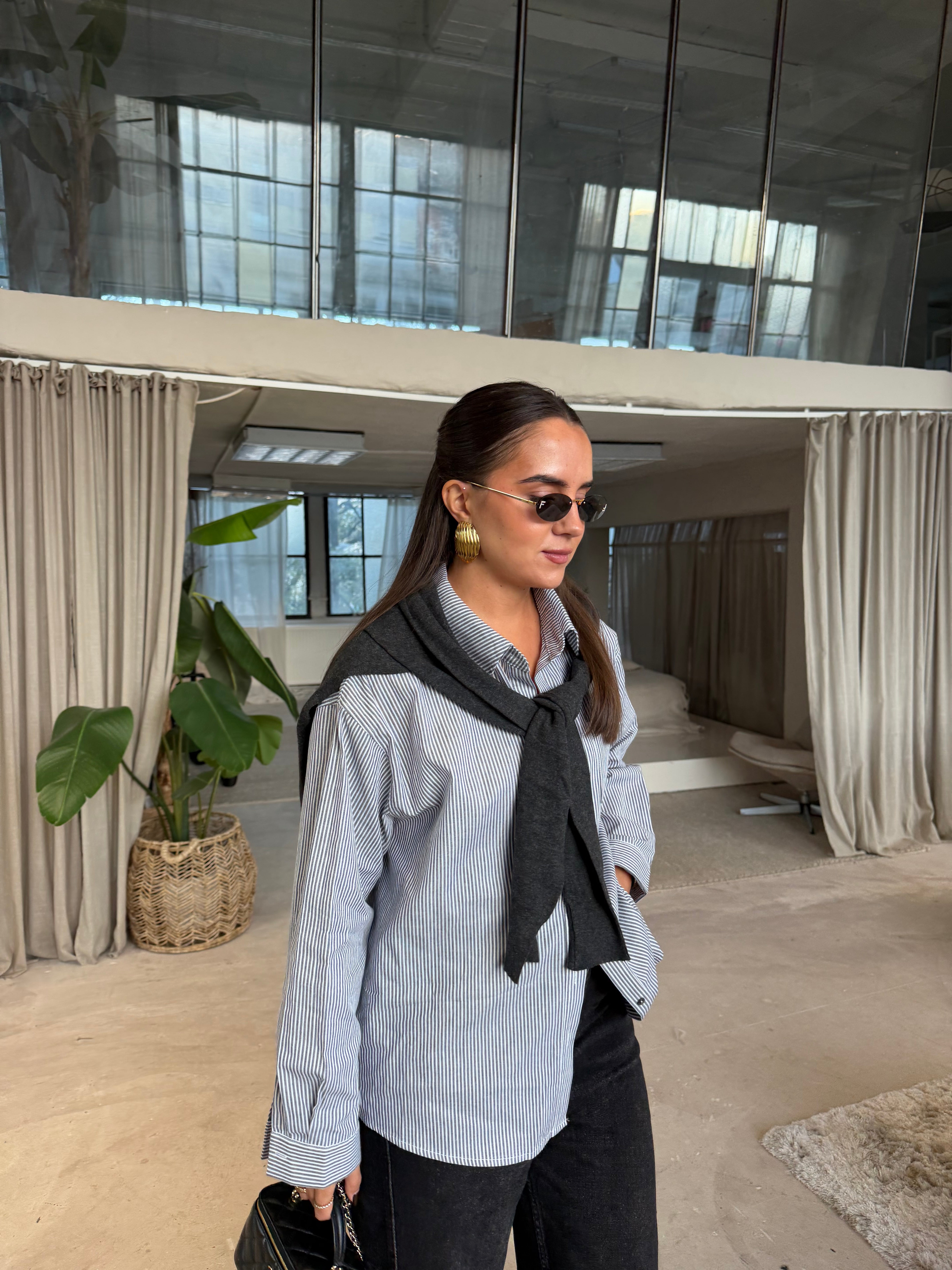 Chemise pull ELYS noire/grise (MA3381)