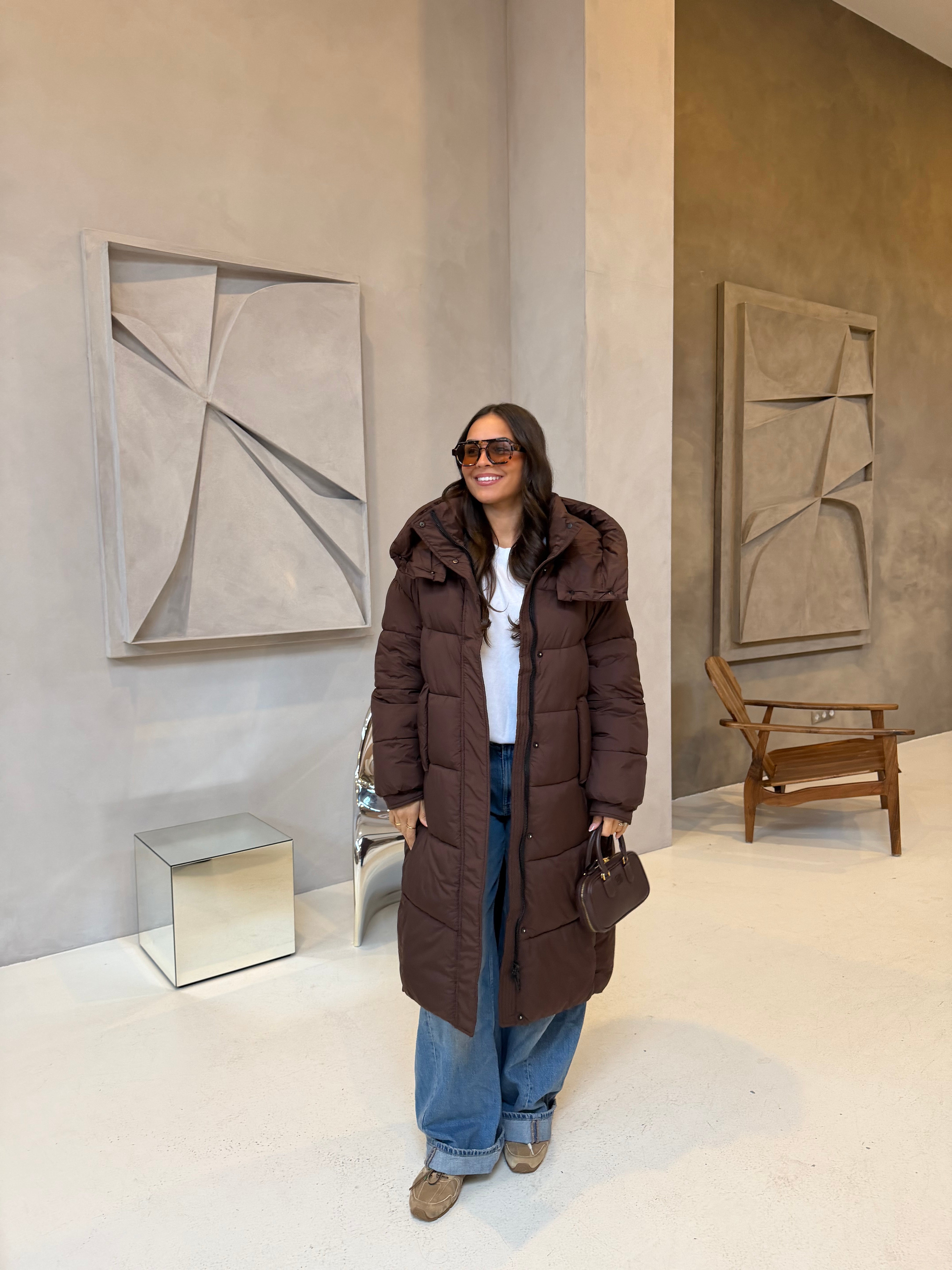 Doudoune longue marron kz(8780)