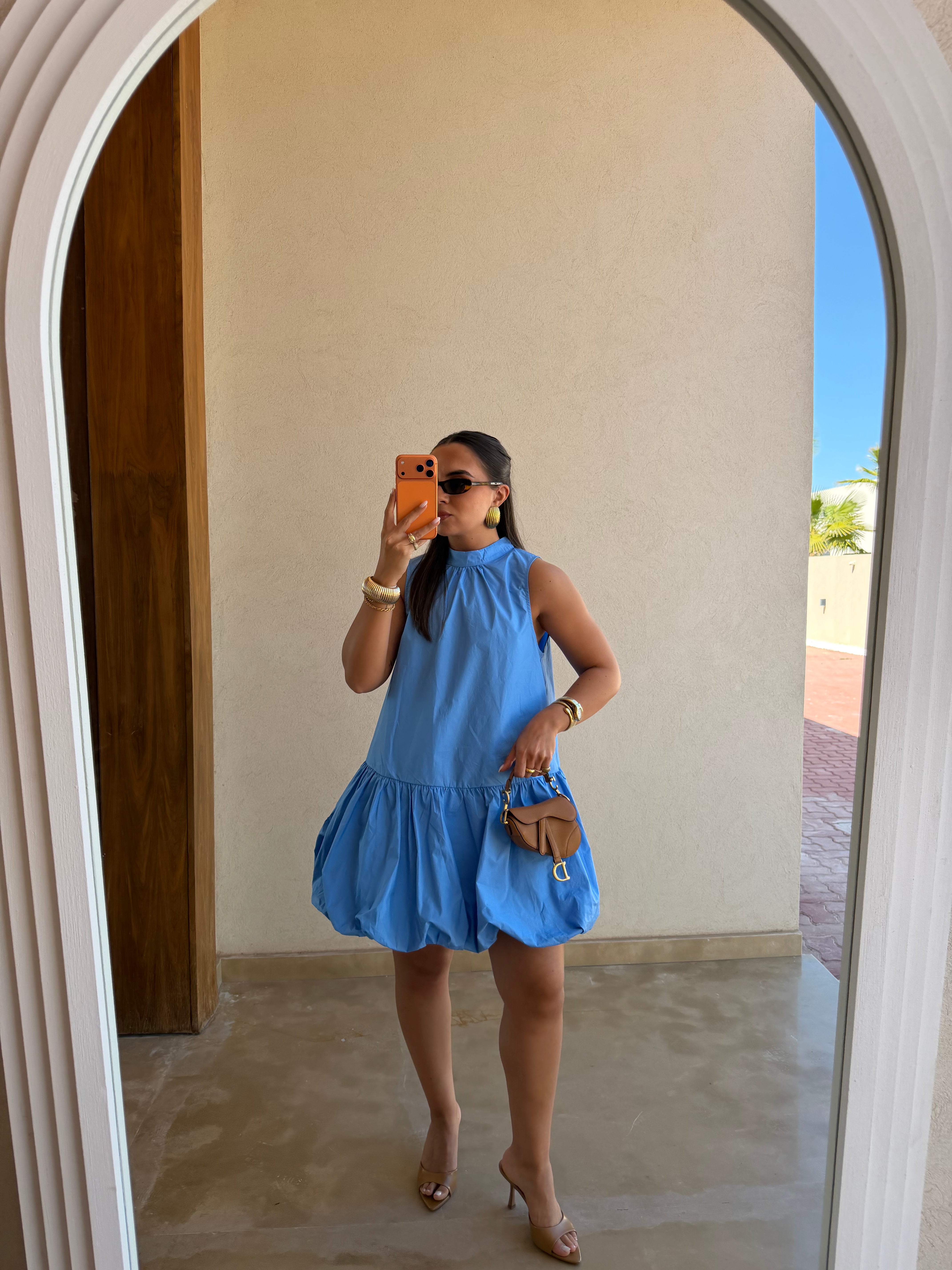 Robe courte ballon bleue (79486)