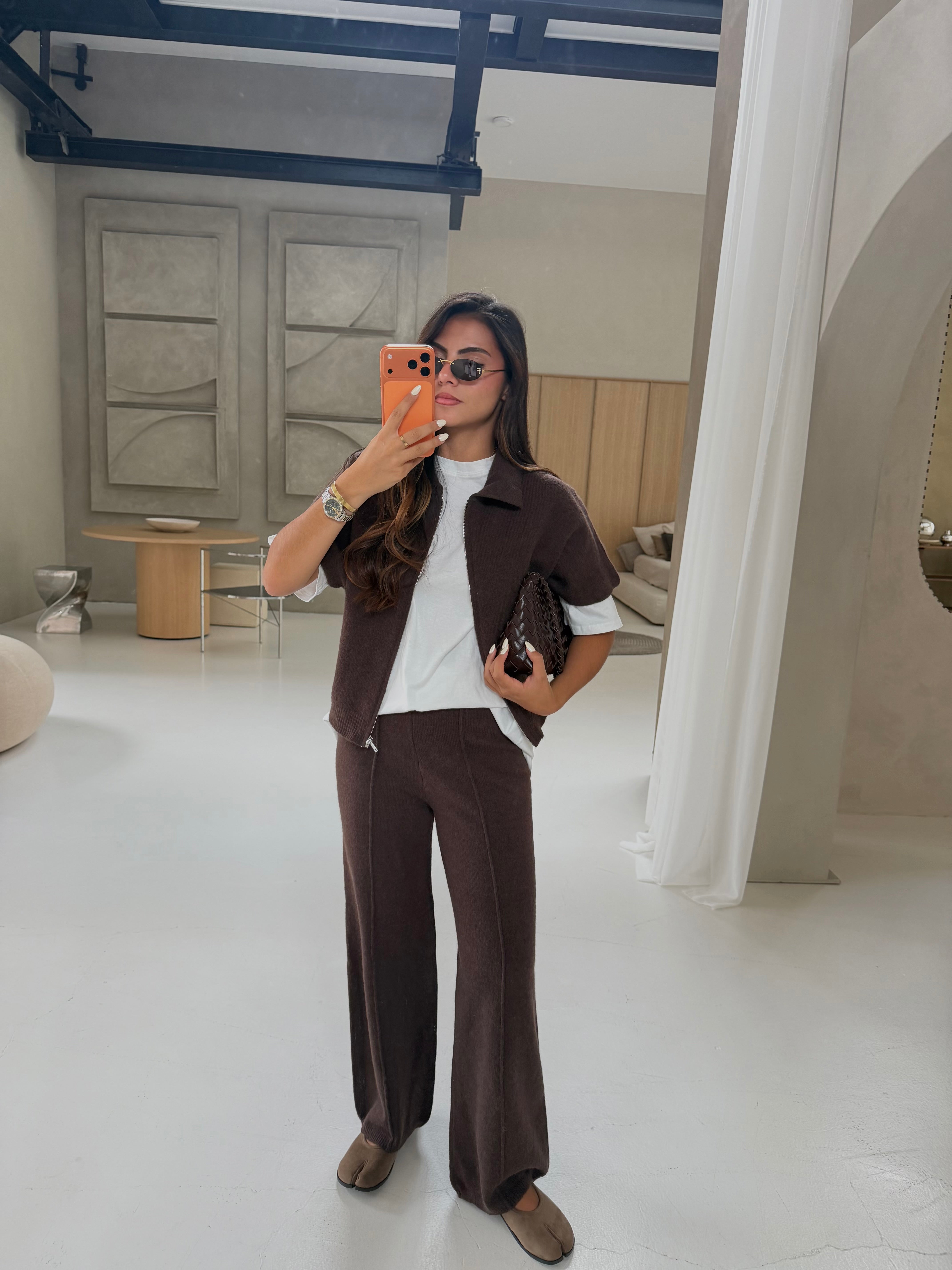 Ensemble gilet pantalon ELLE marron (LC398)