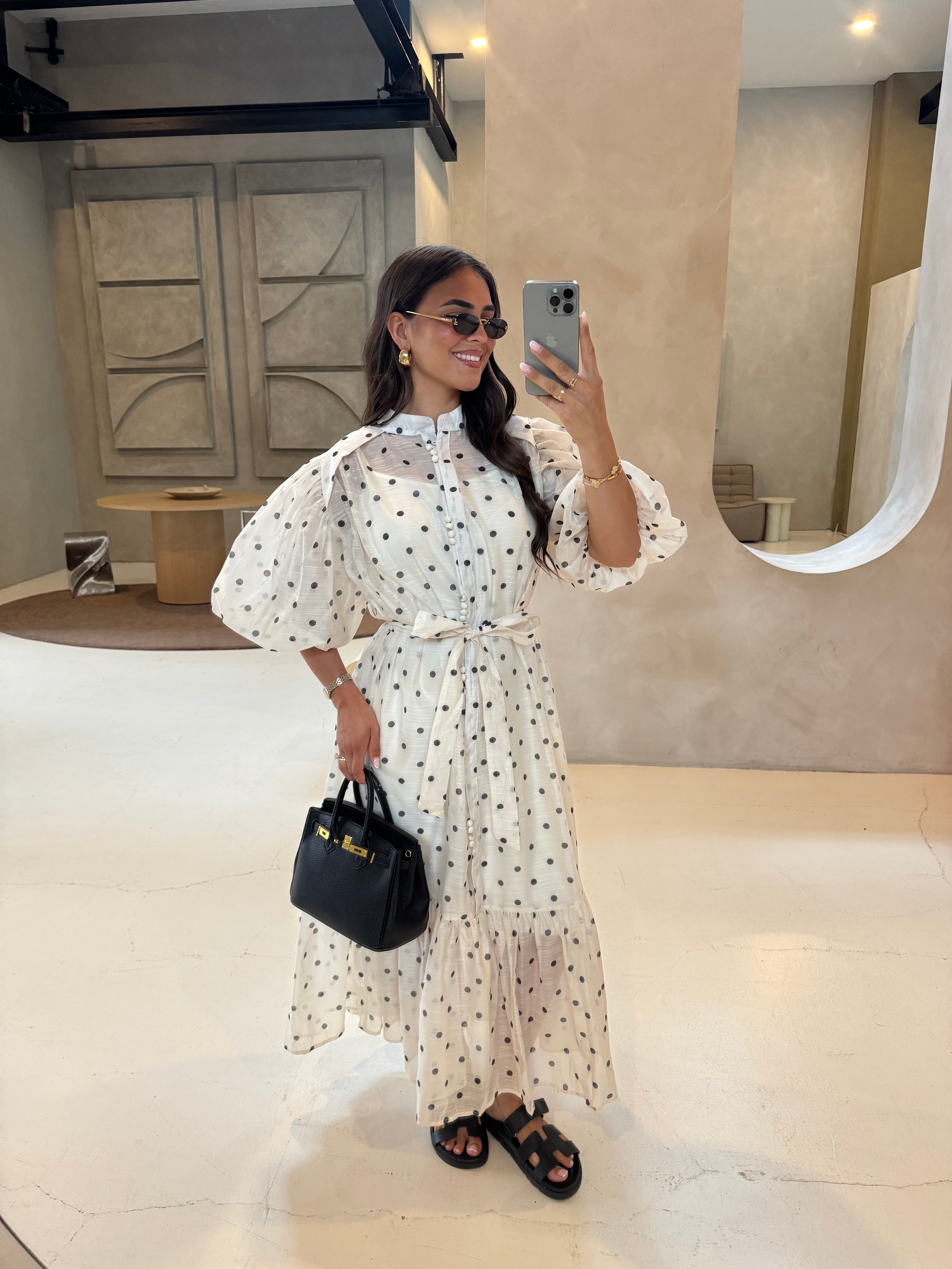 Robe MIA pois beige (R10165)