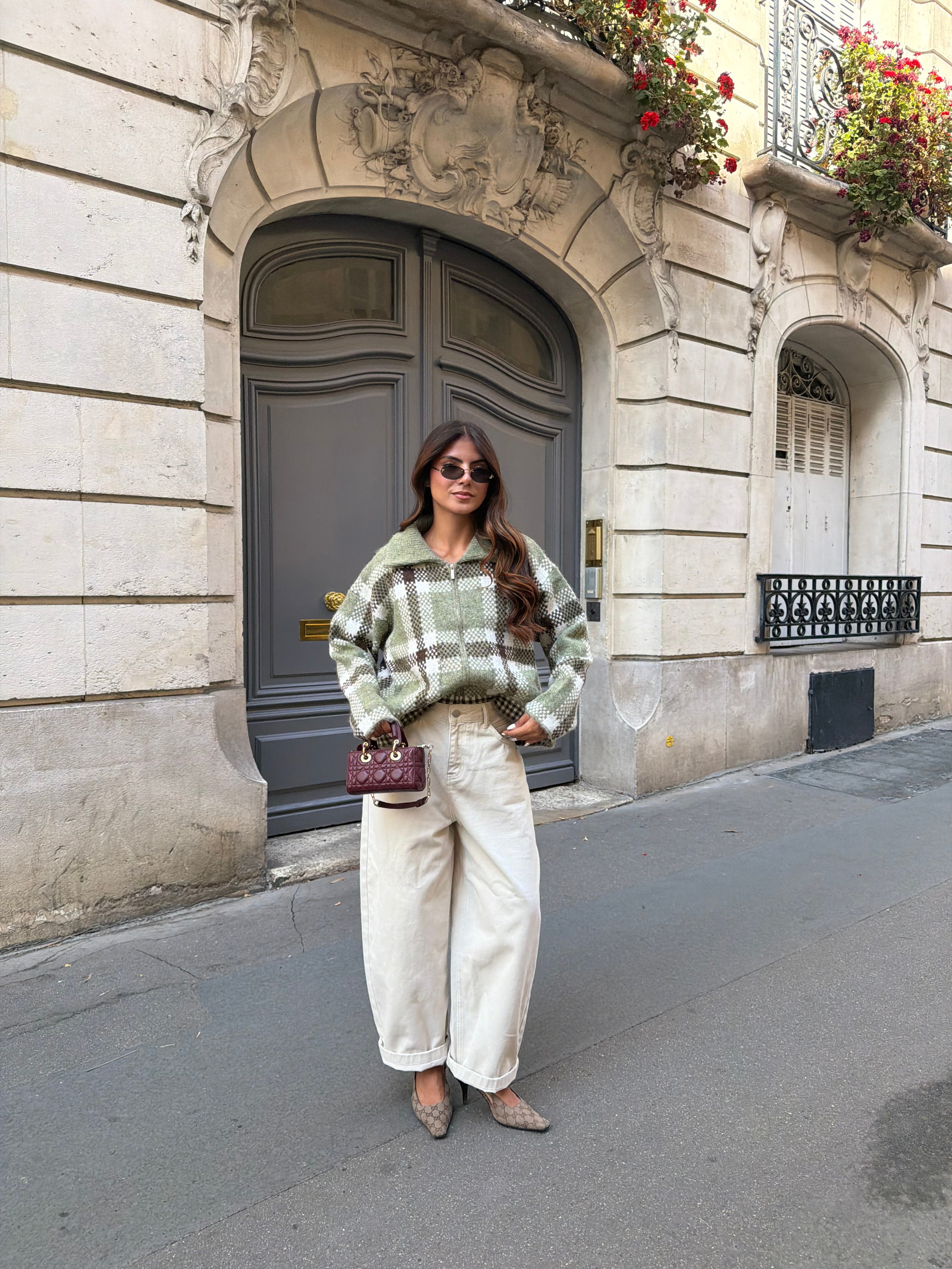 Gilet carreaux LAYA vert (2754)