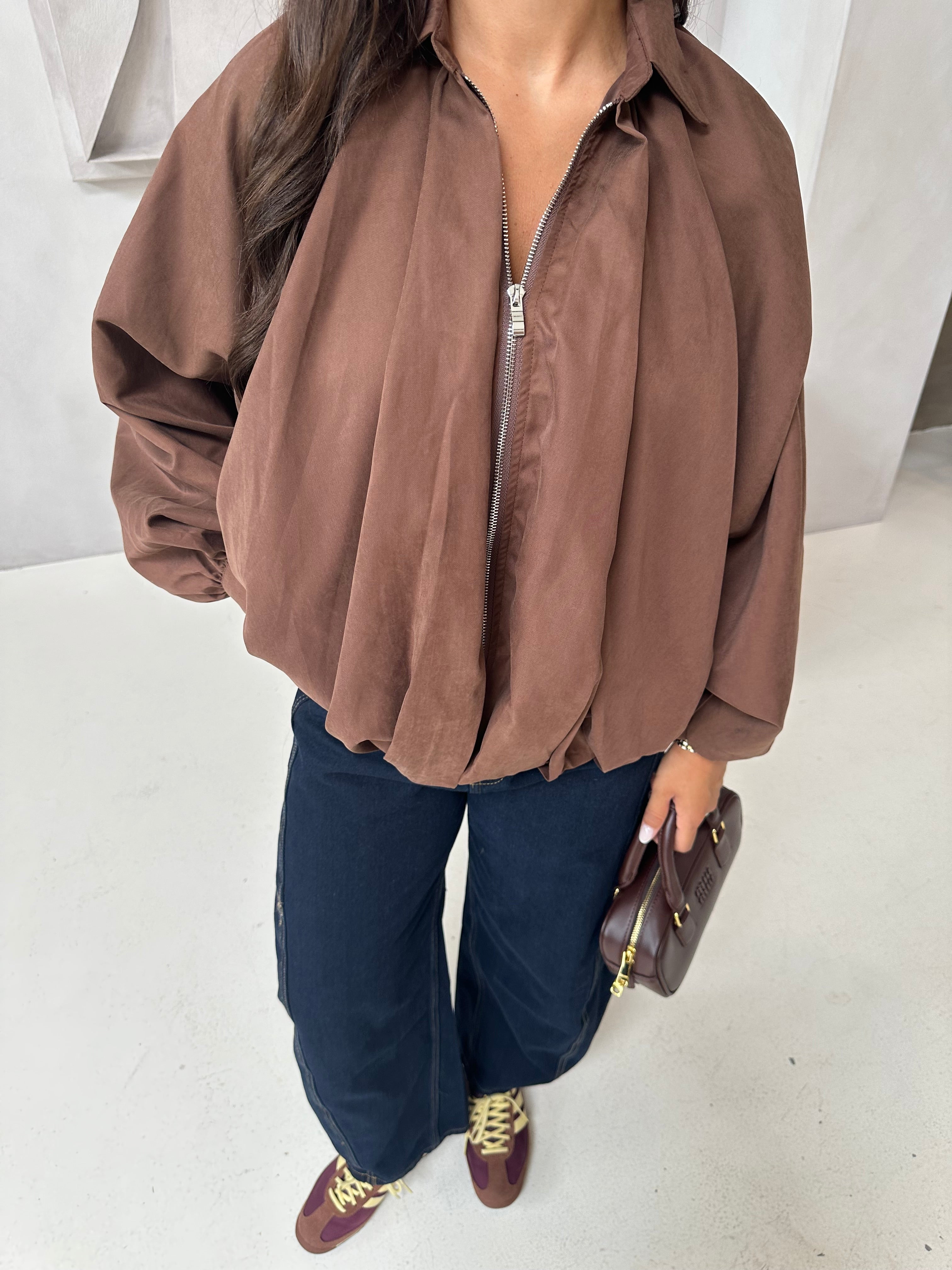 Veste ALICE manches bouffantes marron (3812)