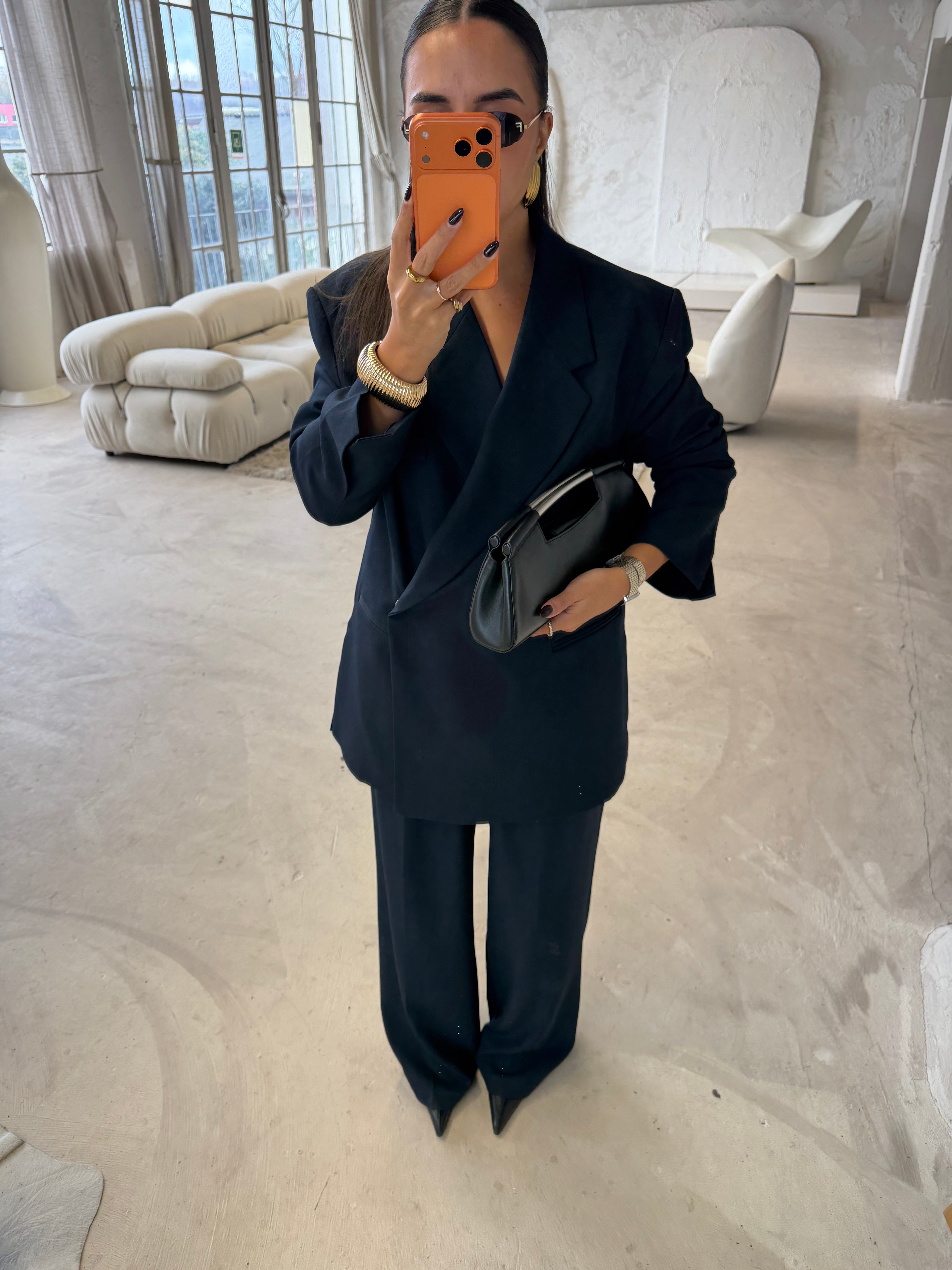 Pantalon parisienne bleu marine (P24737)