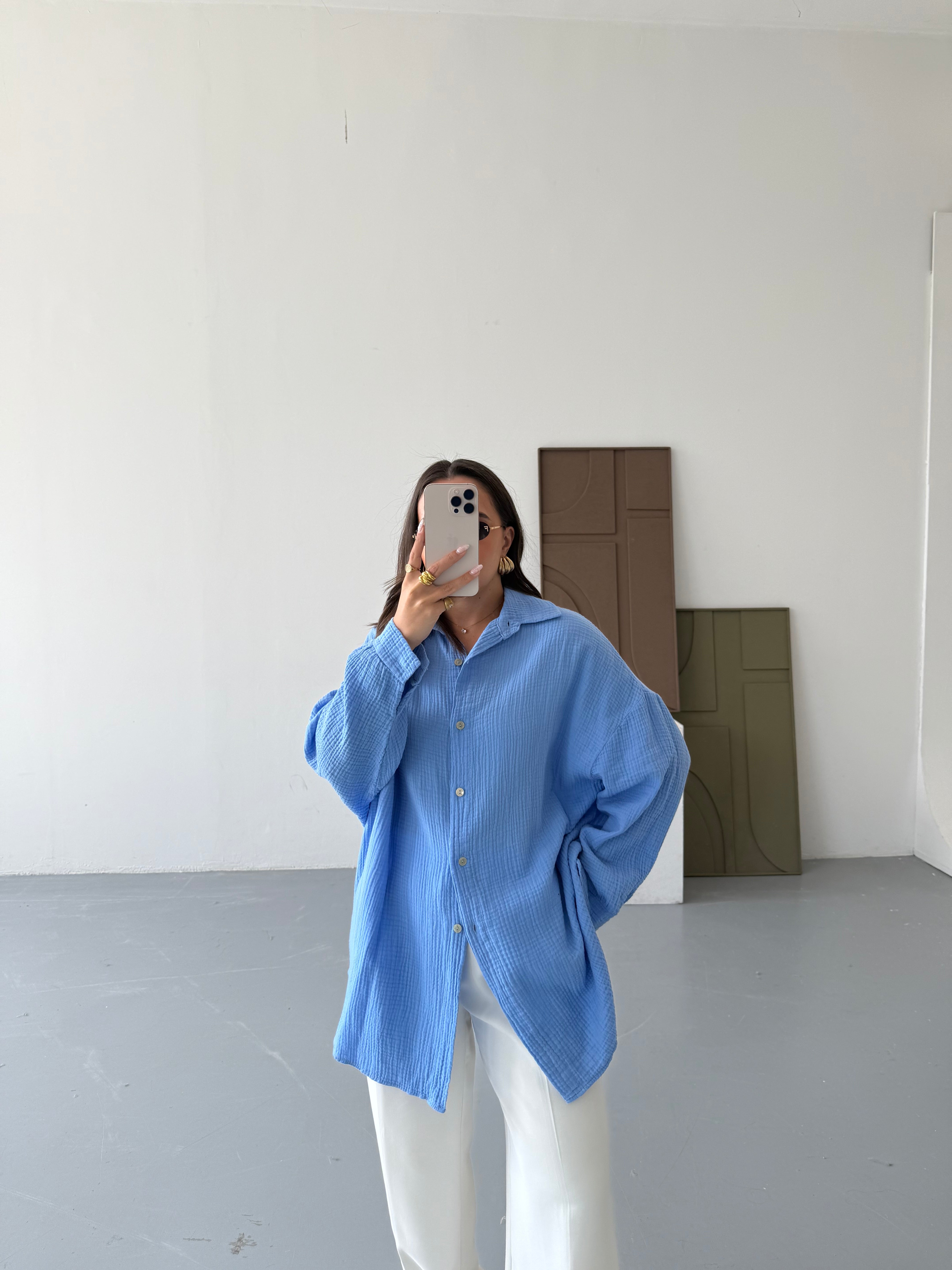 Chemise gaze de coton bleu