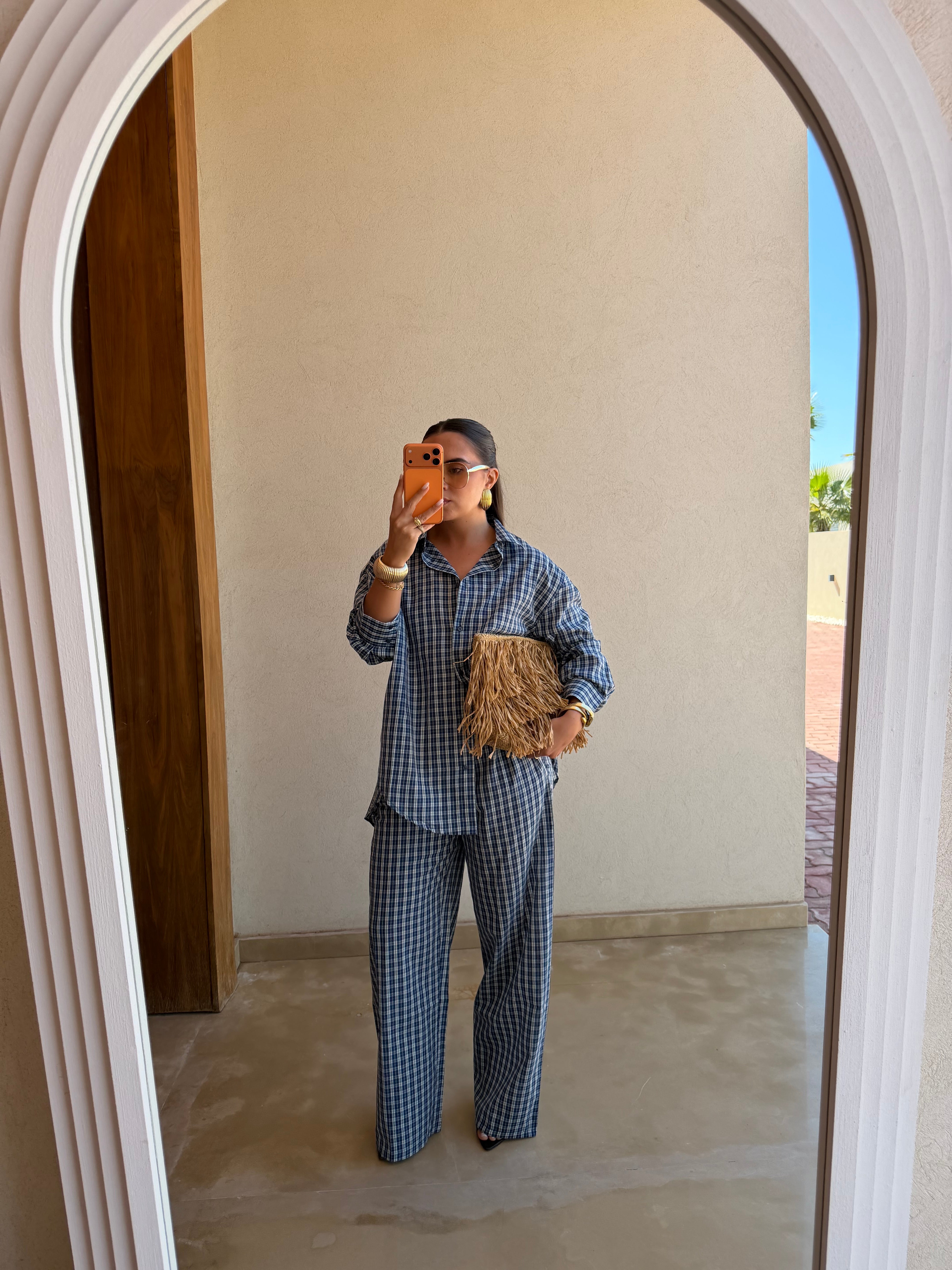 Pantalon MAX bleu carreaux