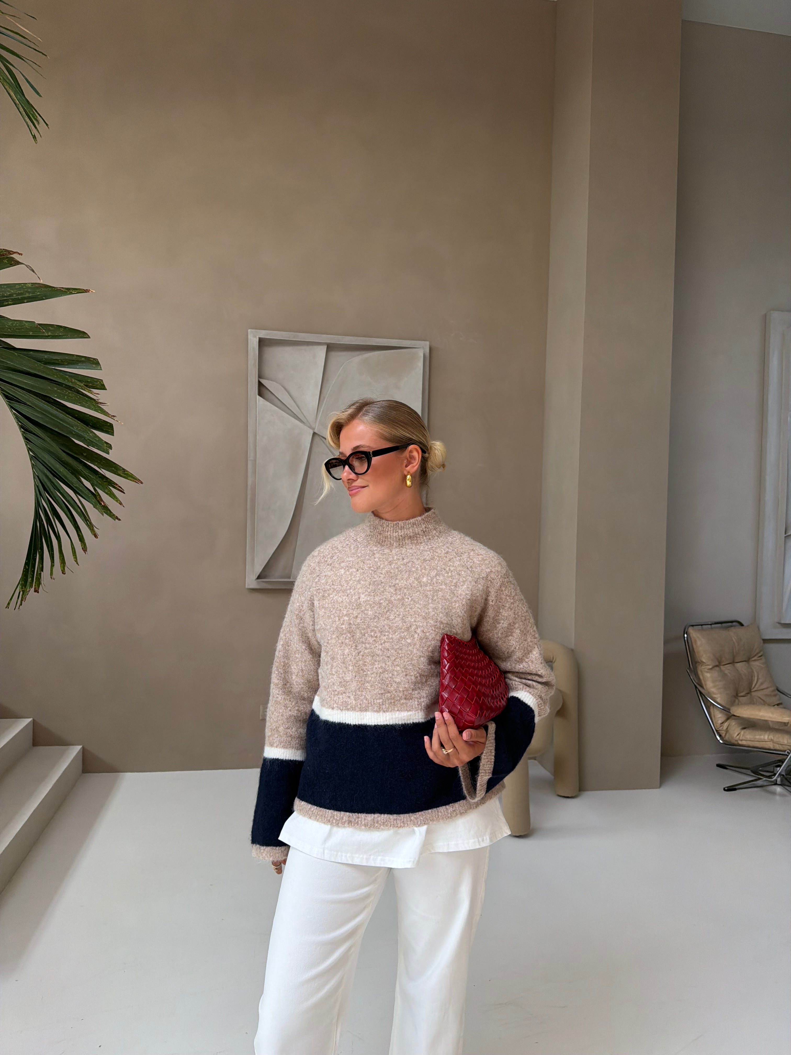 Pull GASAN beige bleu marine (GS2710)