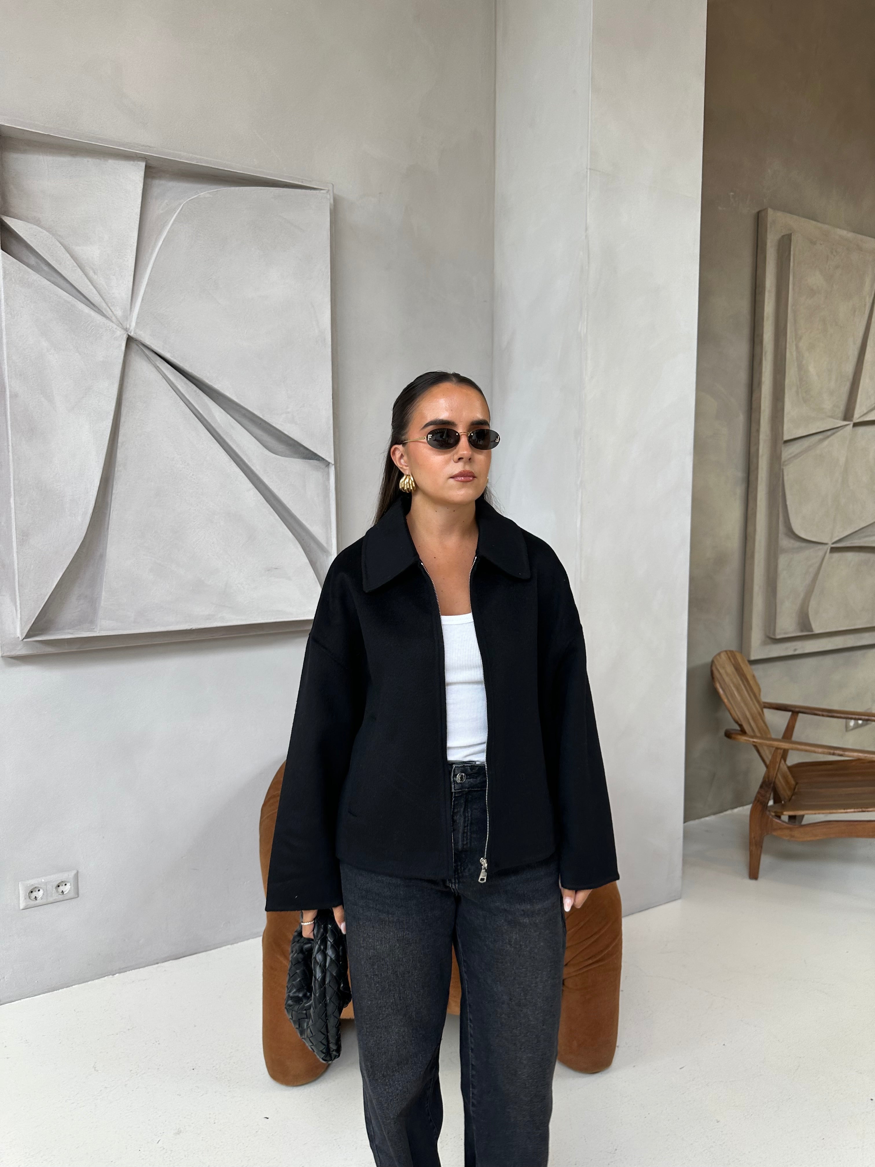 Manteau laine ROSIA noir (M-2502)