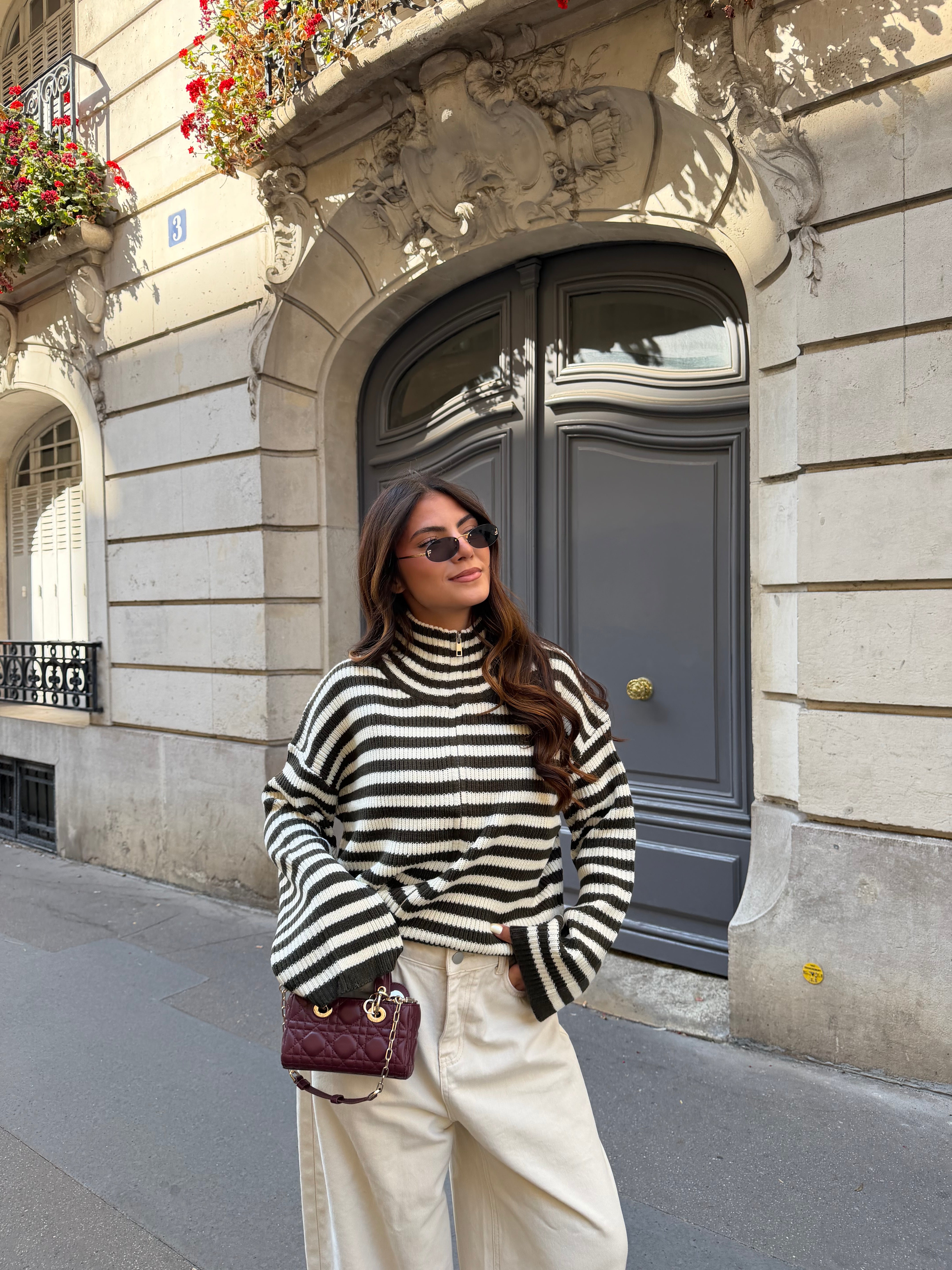 Gilet rayures MINA marron (2755)