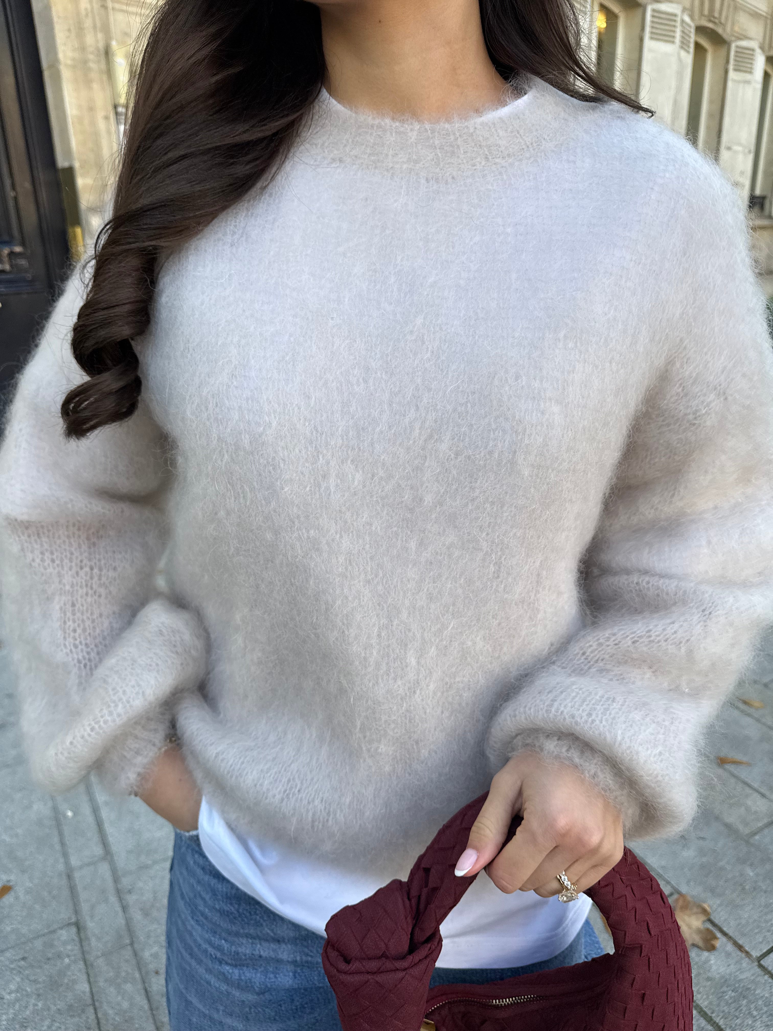 Pull mohair blanc cassé (28007)