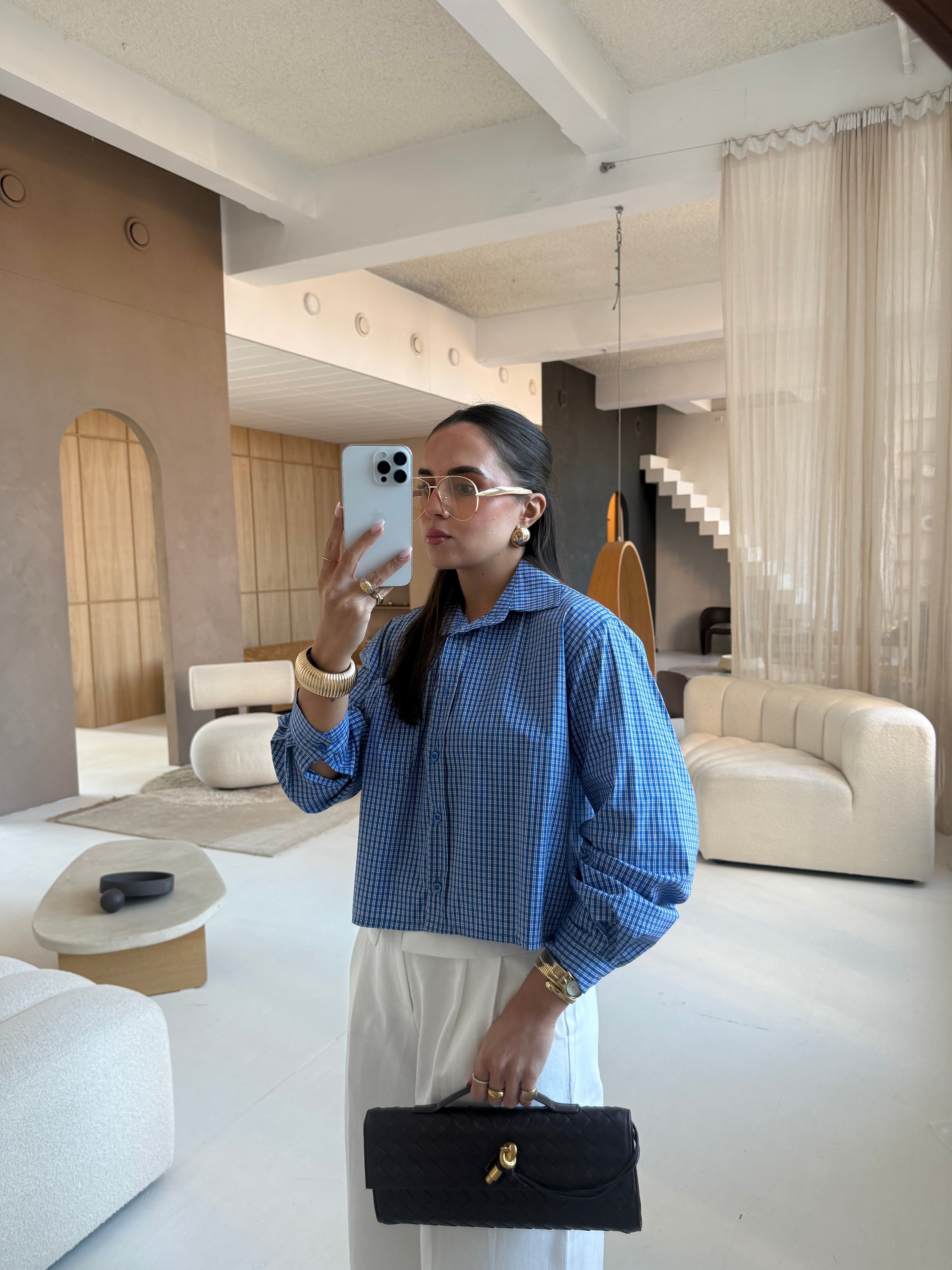 Chemise VITA carreaux bleue (12941)
