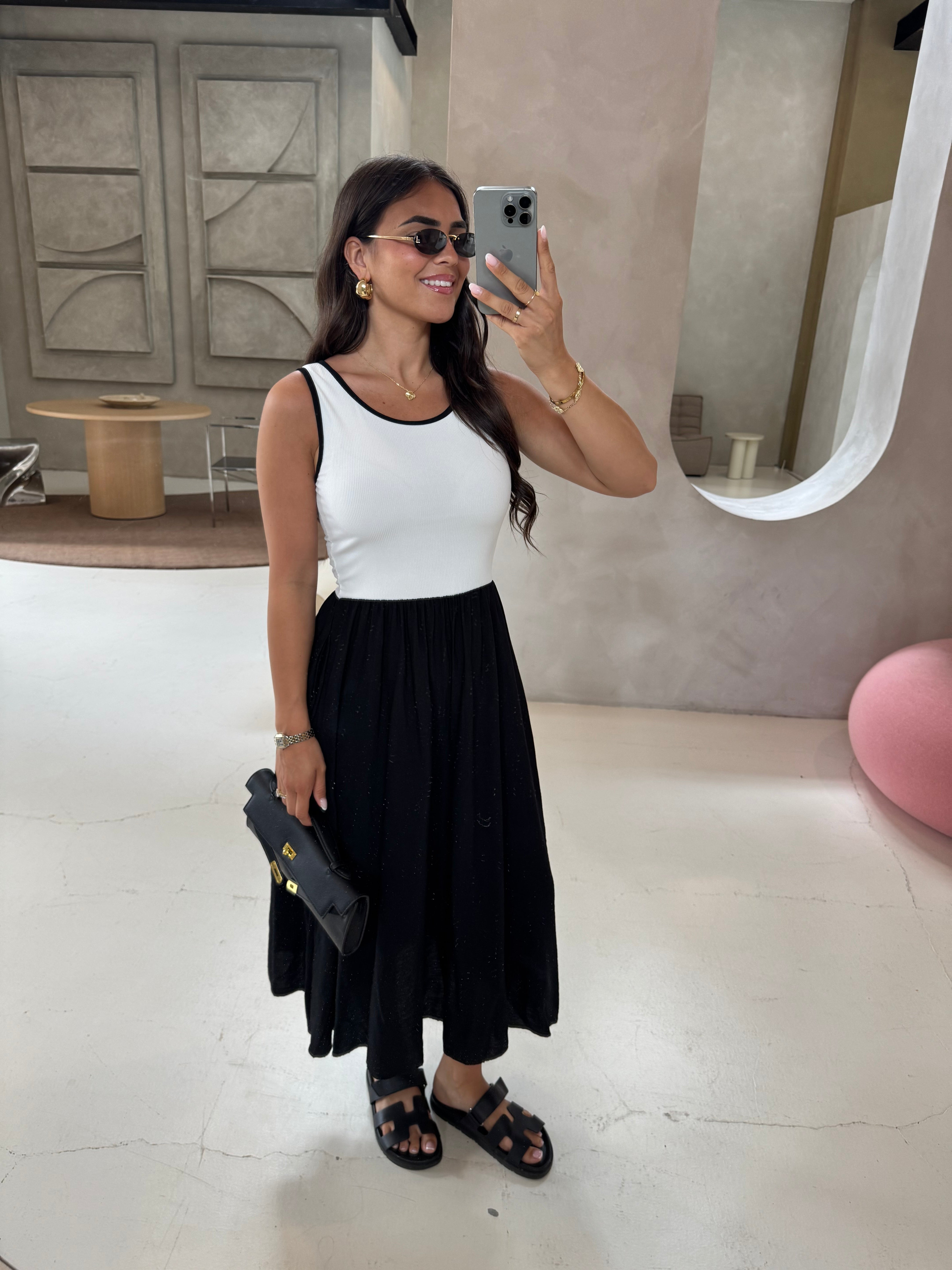 Robe bi matière manche courte noire