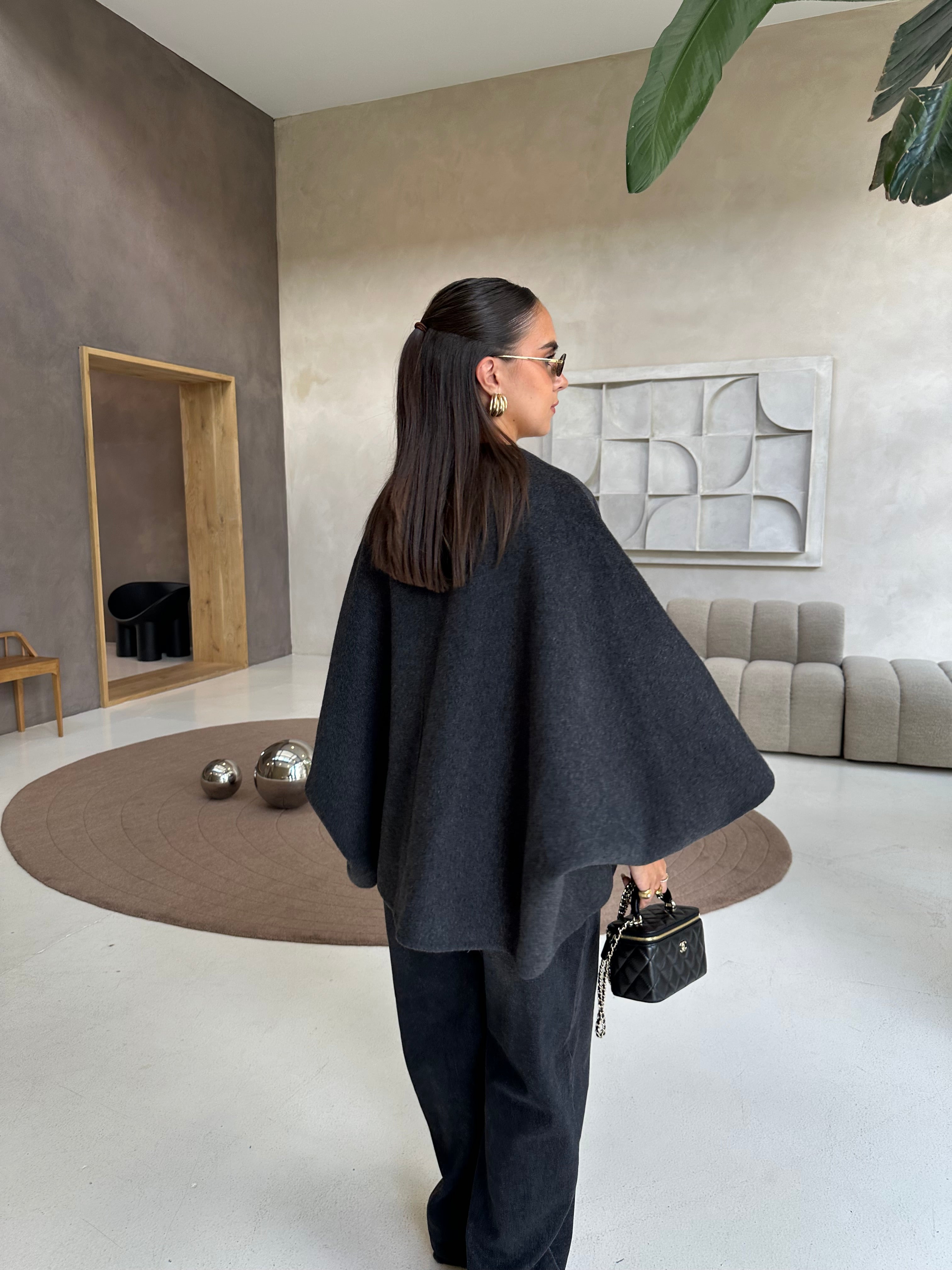 Veste cape réversible gris (SY729)