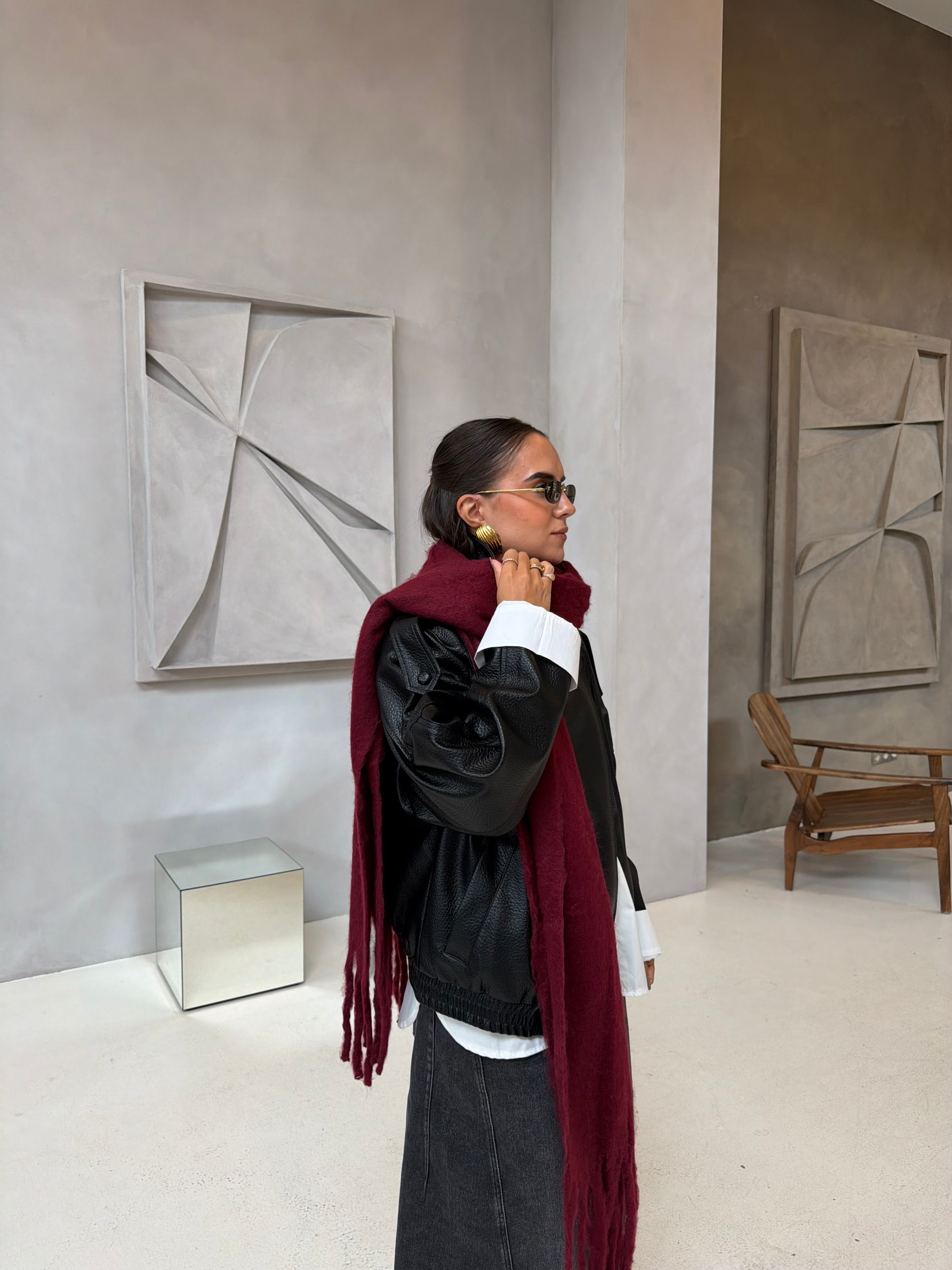 Longue écharpe unie bordeaux