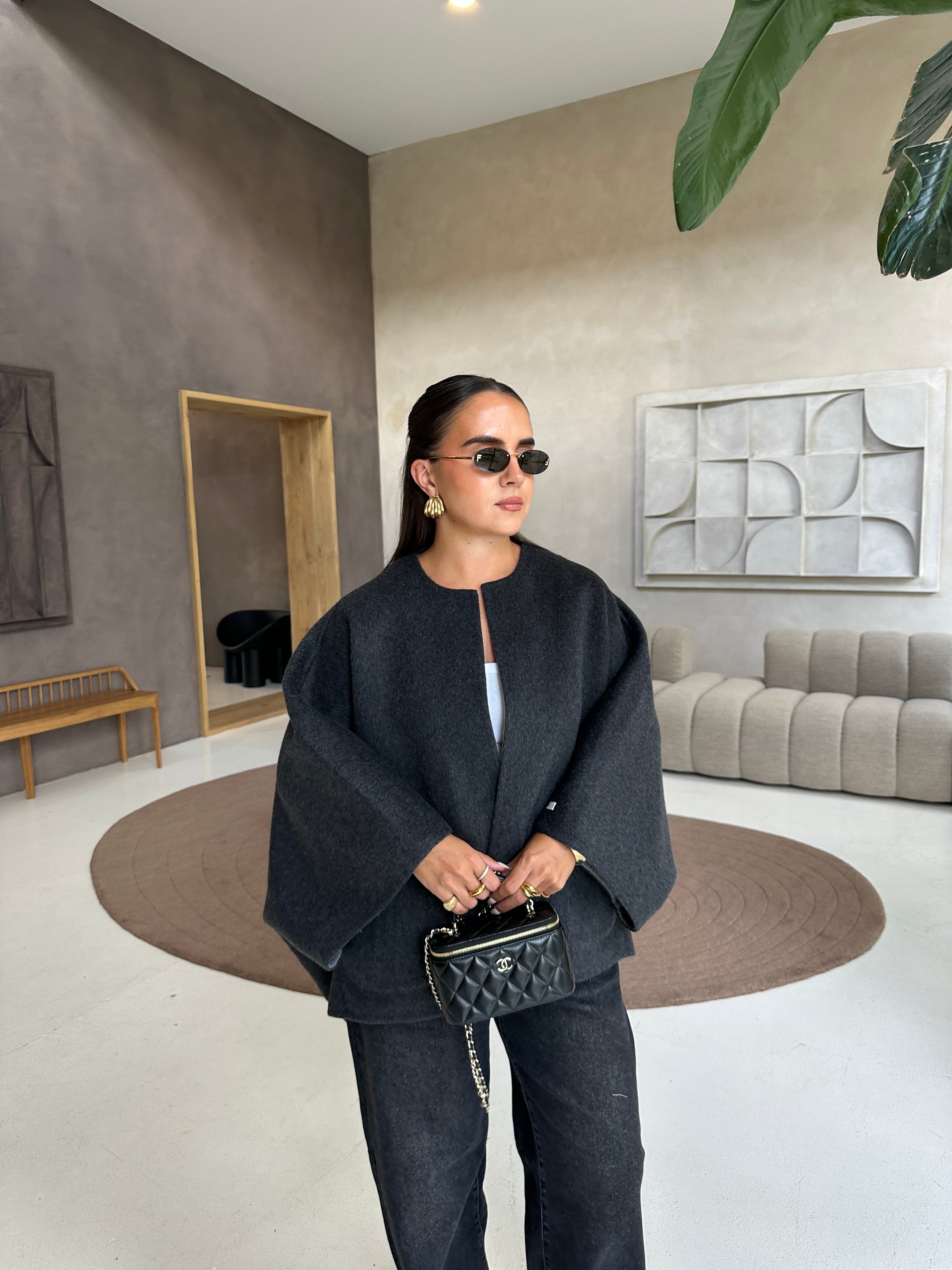 Veste cape réversible gris (SY729)