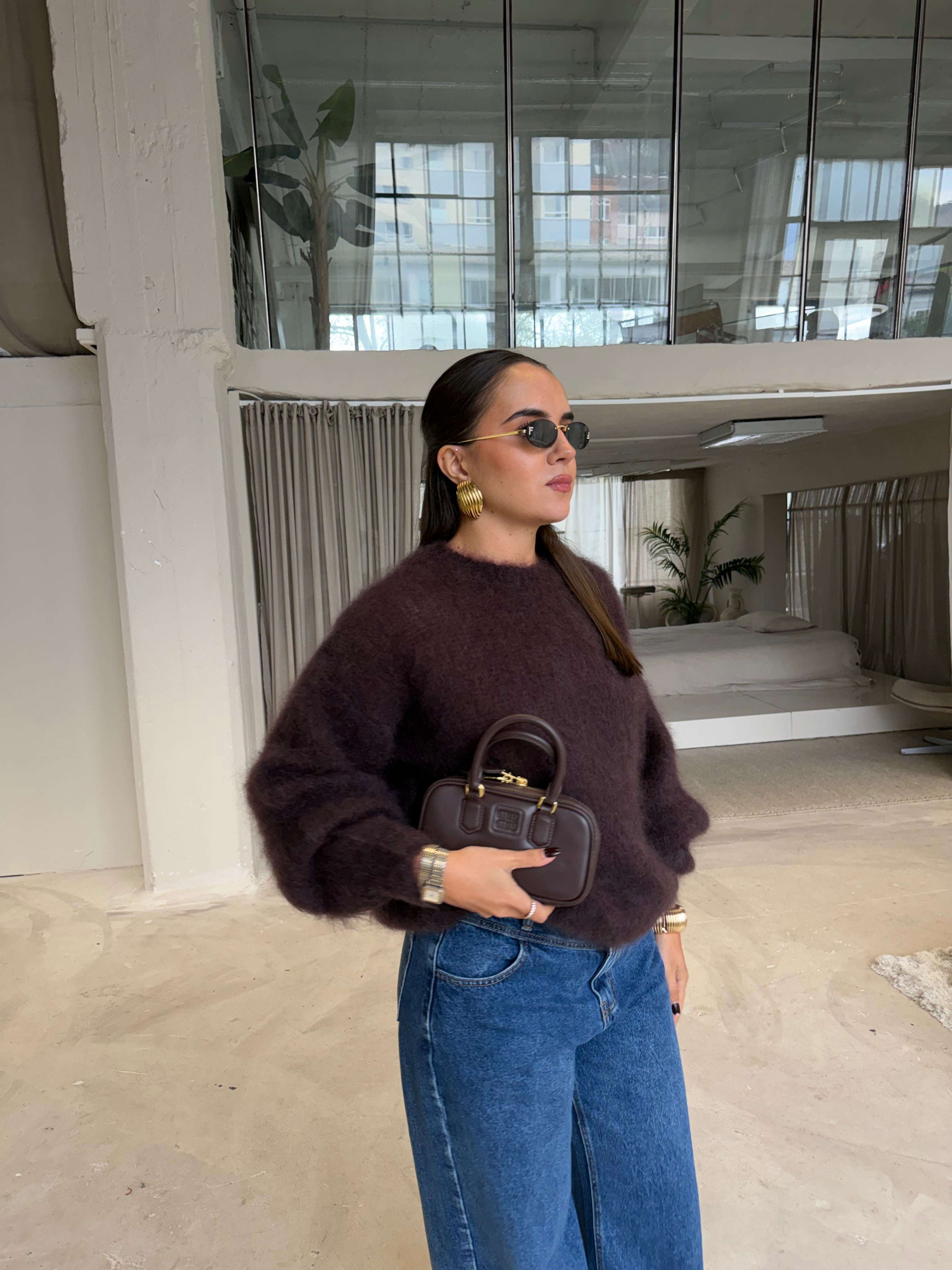 Pull KID mohair marron (28007)