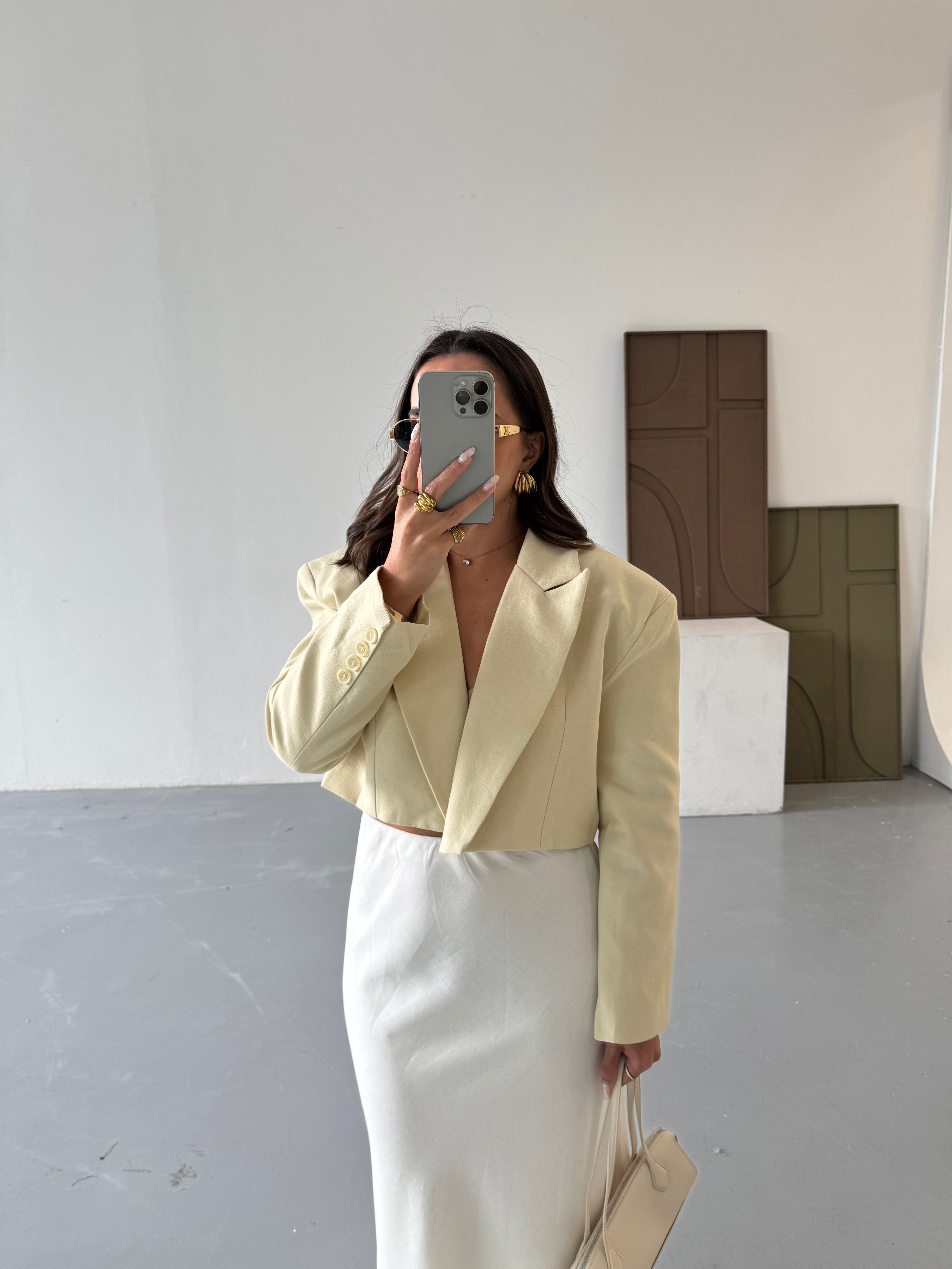 Blazer court jaune (V7957)