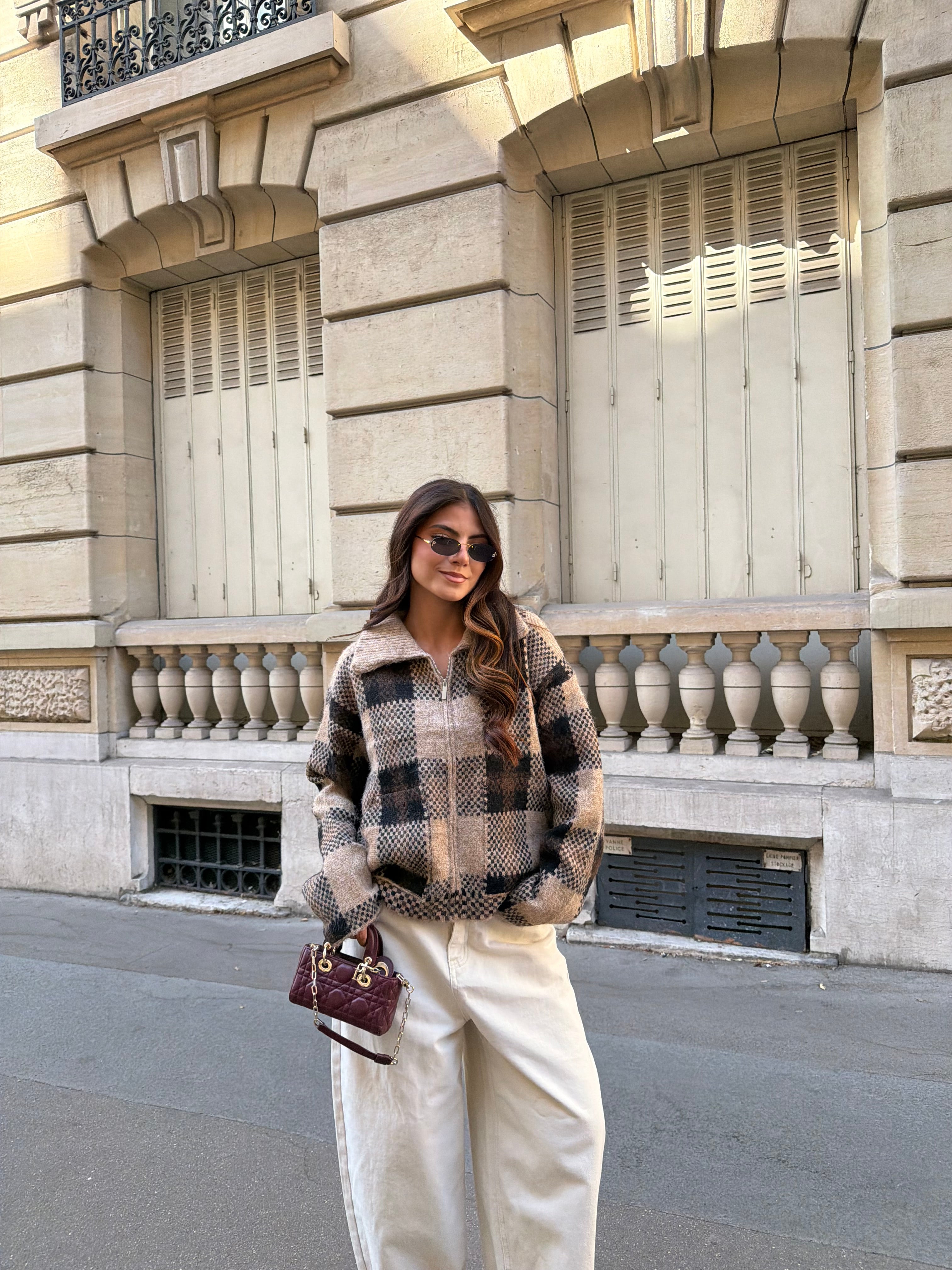 Gilet carreaux LAYA marron (2754)
