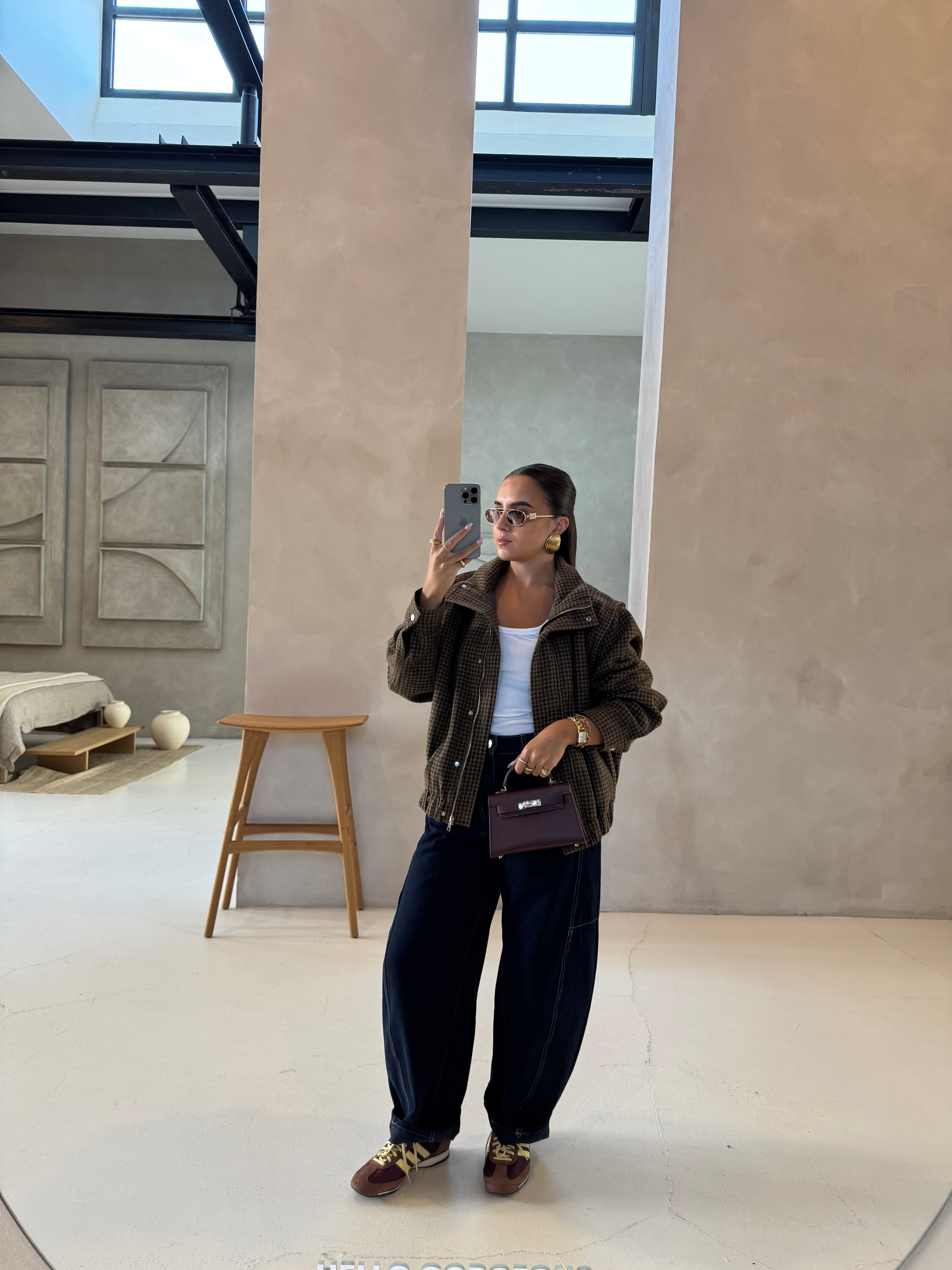 Veste à carreaux verte et marron (W25753-10)