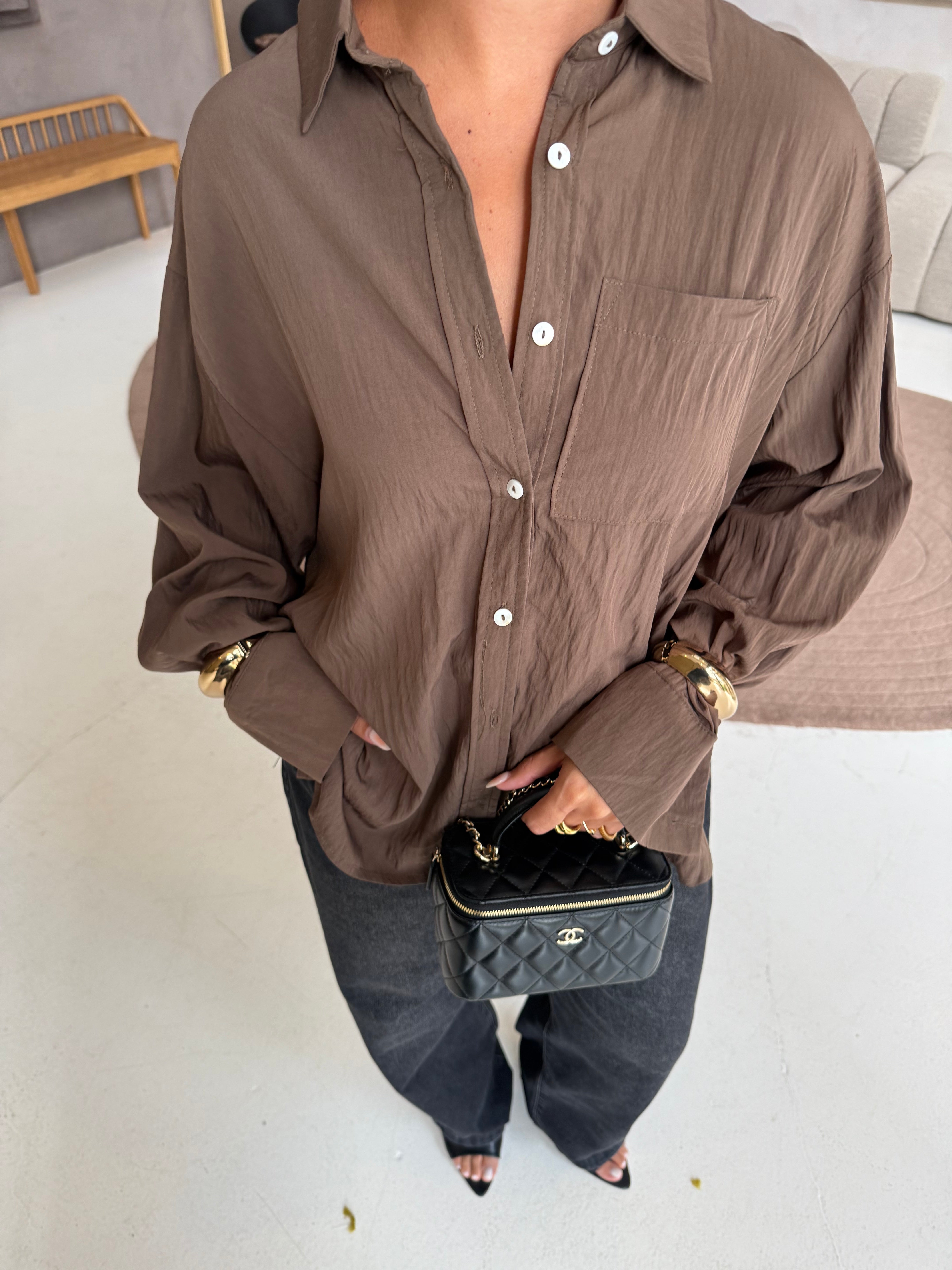 Chemise JANY poche marron (JY5105)